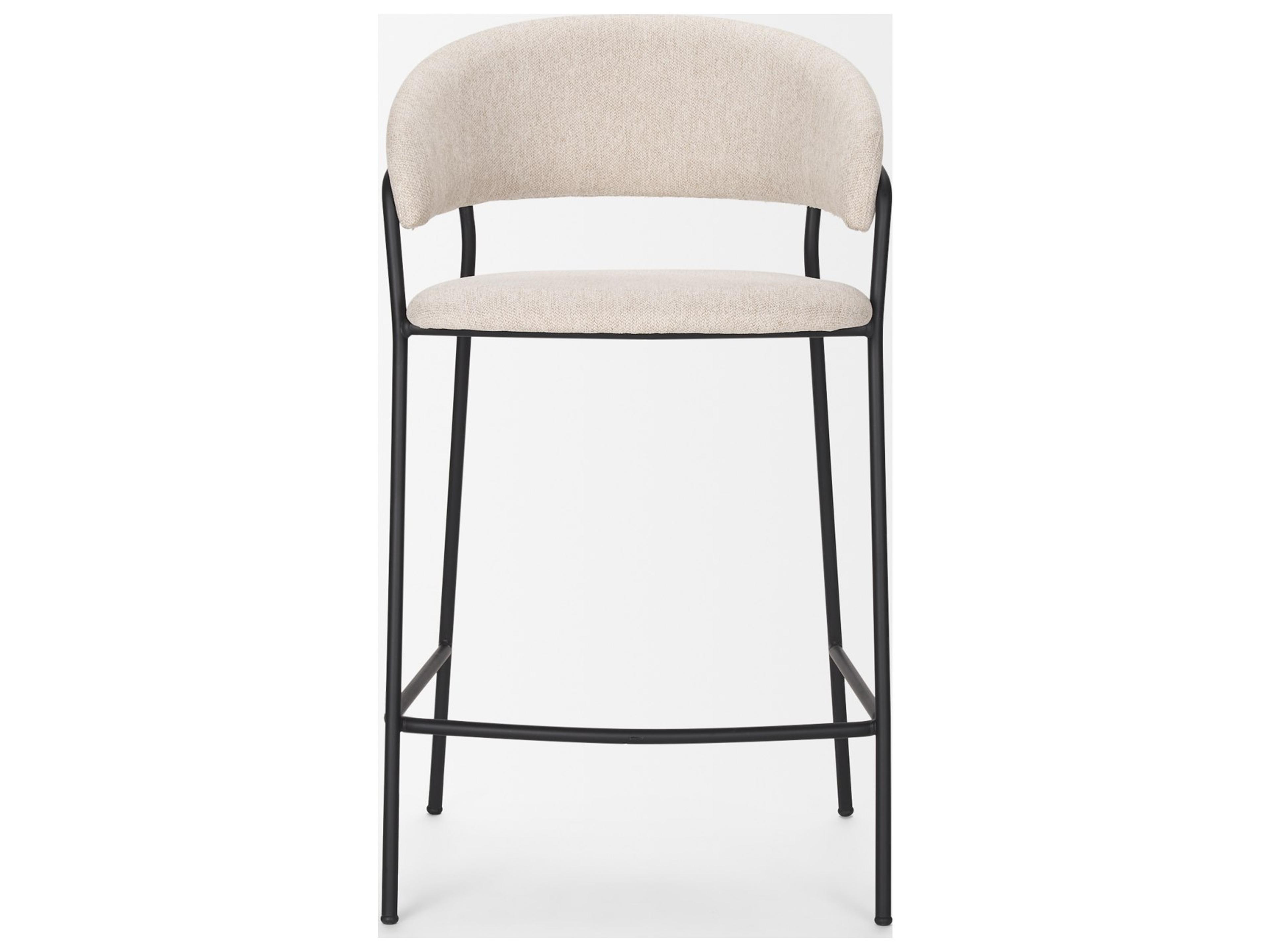 Mercana Carolyn Counter Stool w/ Oatmeal Fabric & Matte Black Metal