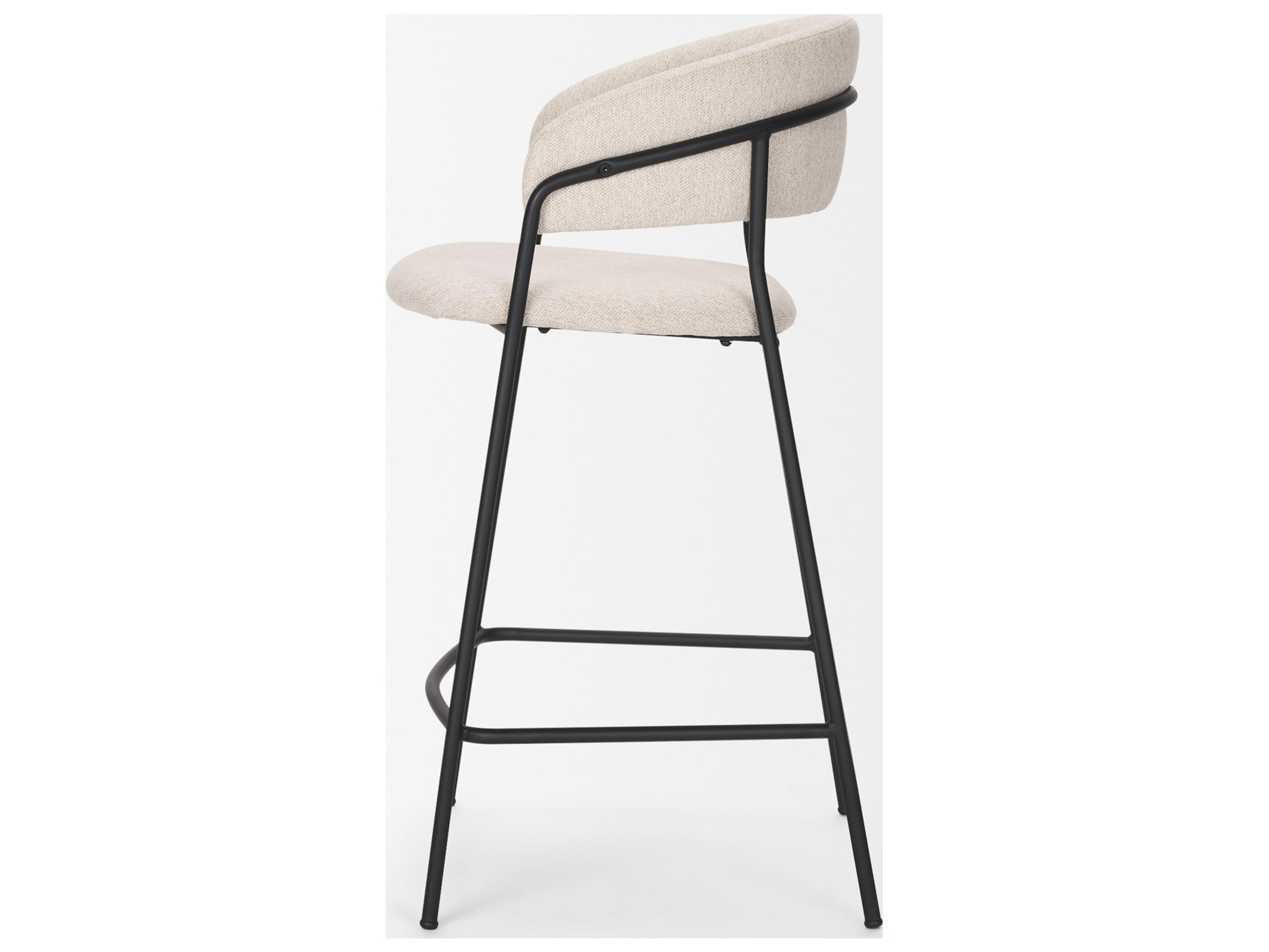 Mercana Carolyn Counter Stool w/ Oatmeal Fabric & Matte Black Metal