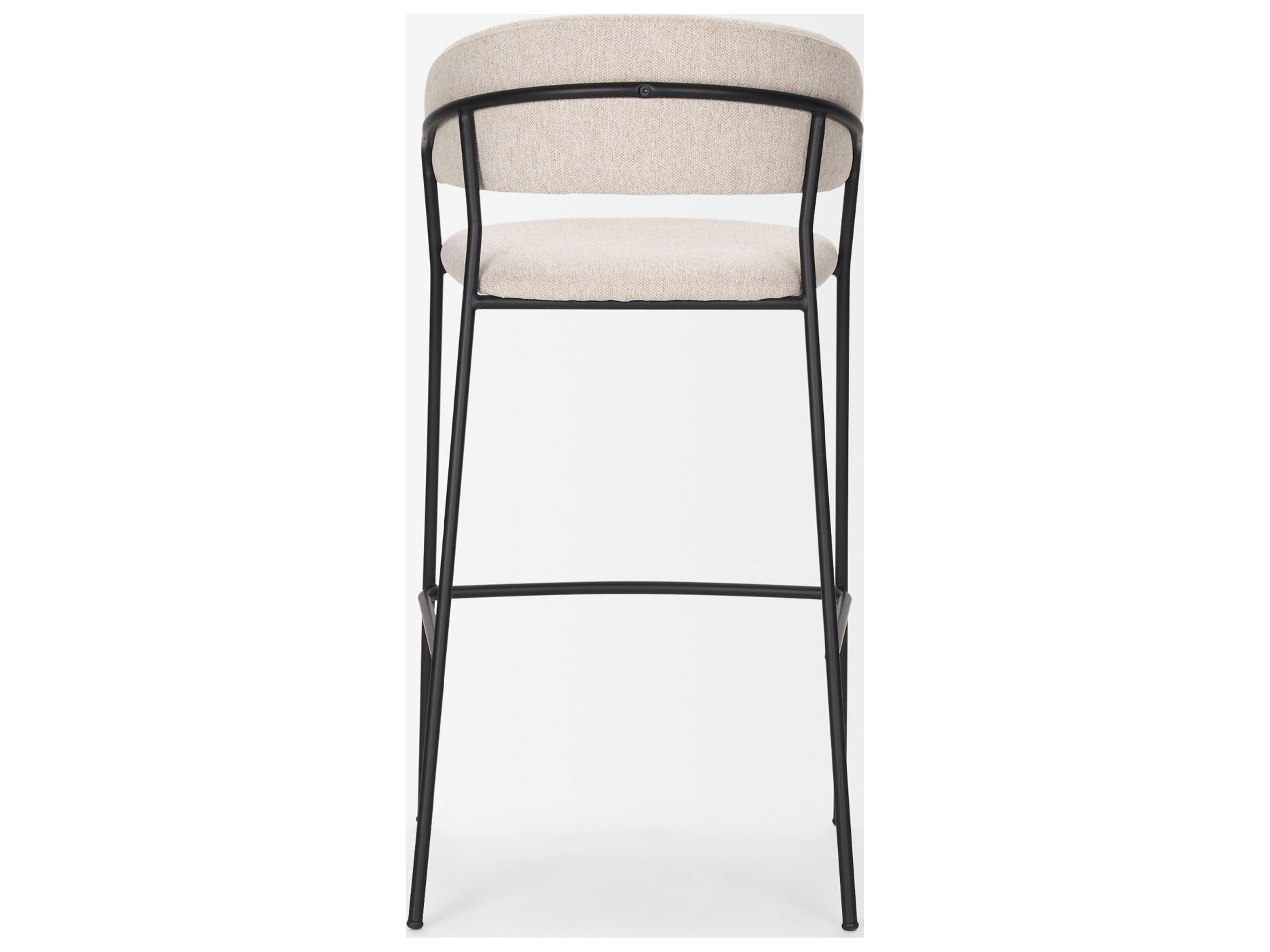 Mercana Carolyn Bar Stool w/ Oatmeal Fabric & Matte Black Metal