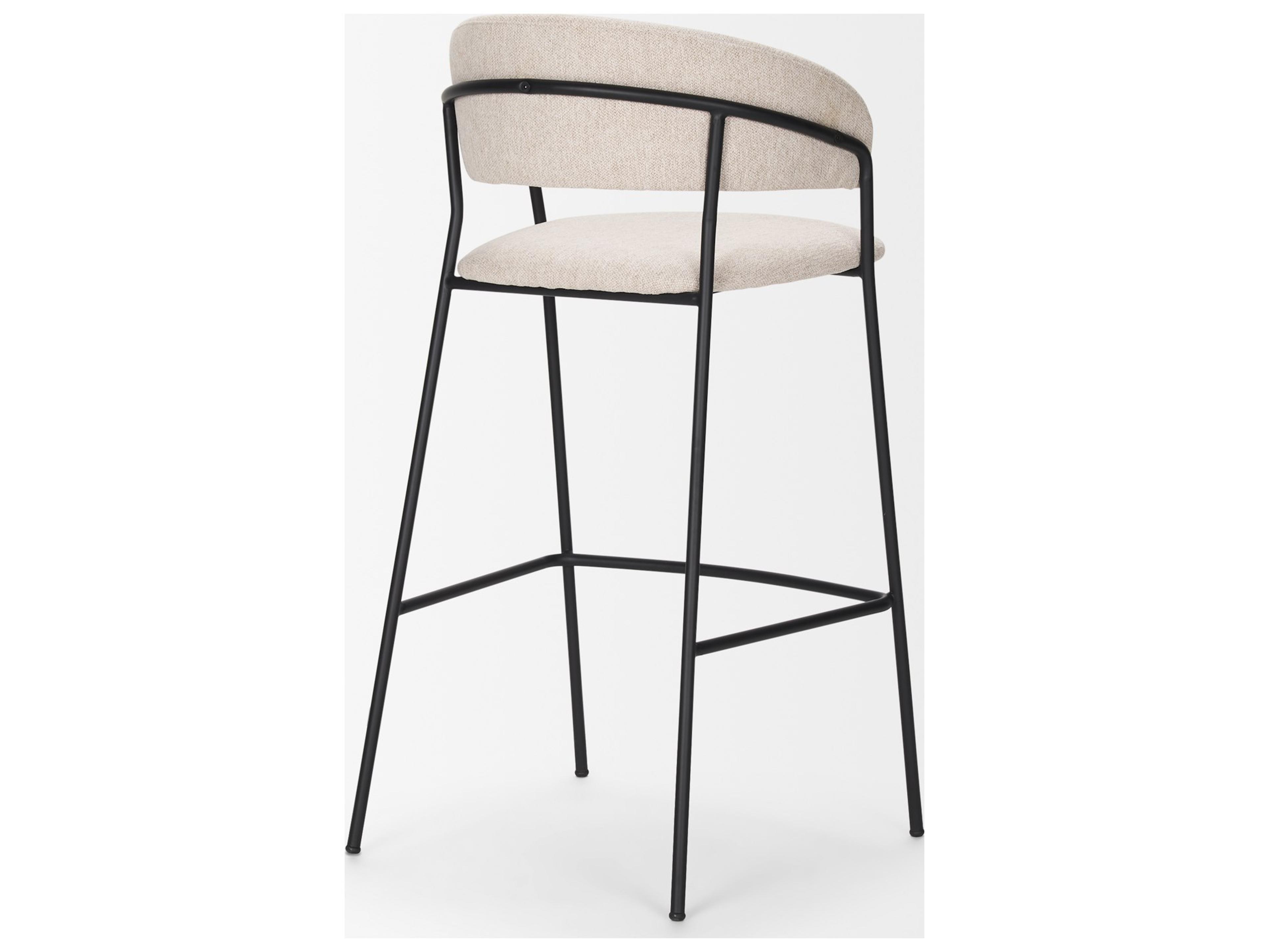 Mercana Carolyn Bar Stool w/ Oatmeal Fabric & Matte Black Metal