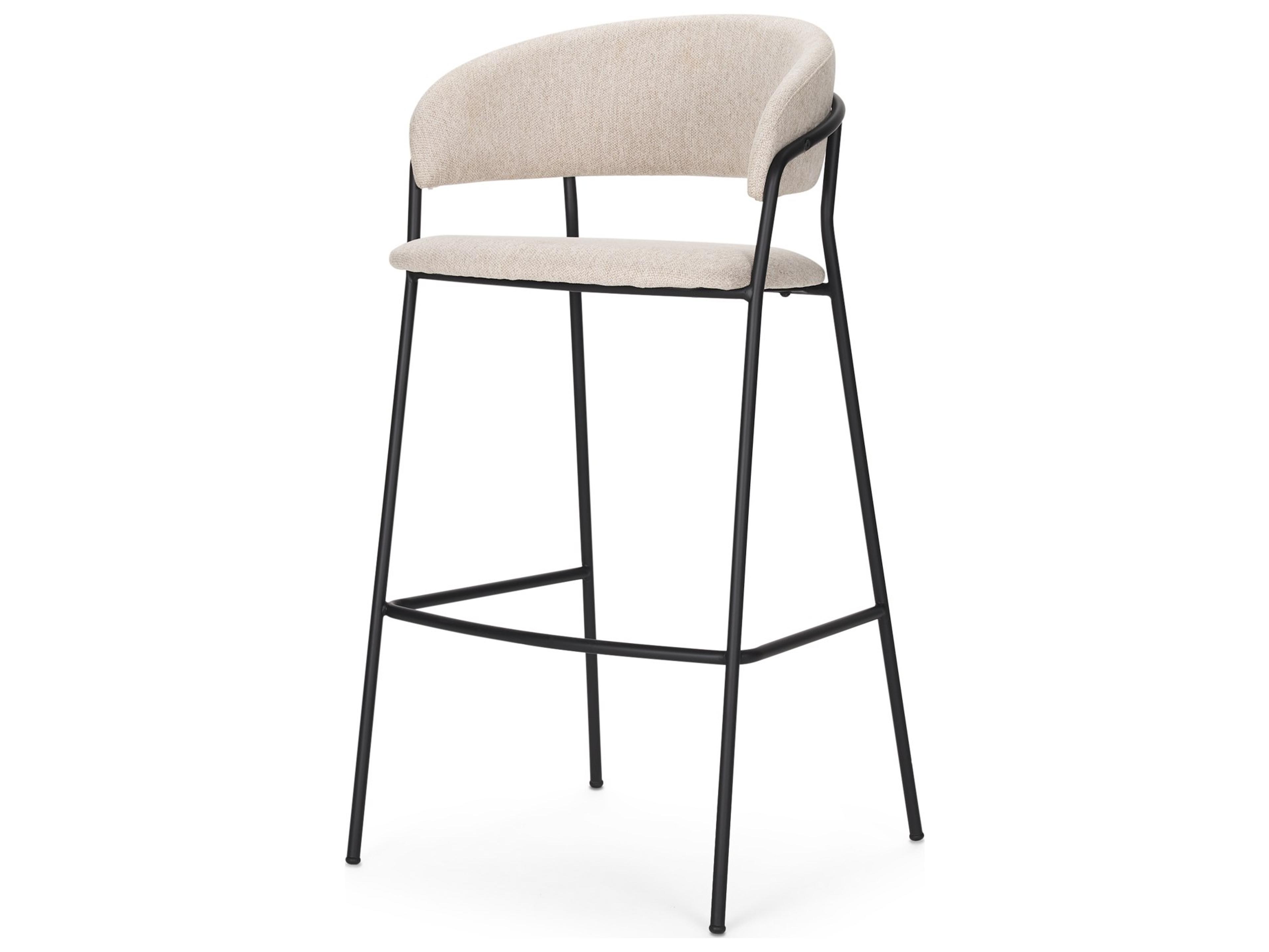 Carolyn Bar Stool w/ Oatmeal Fabric & Matte Black Metal