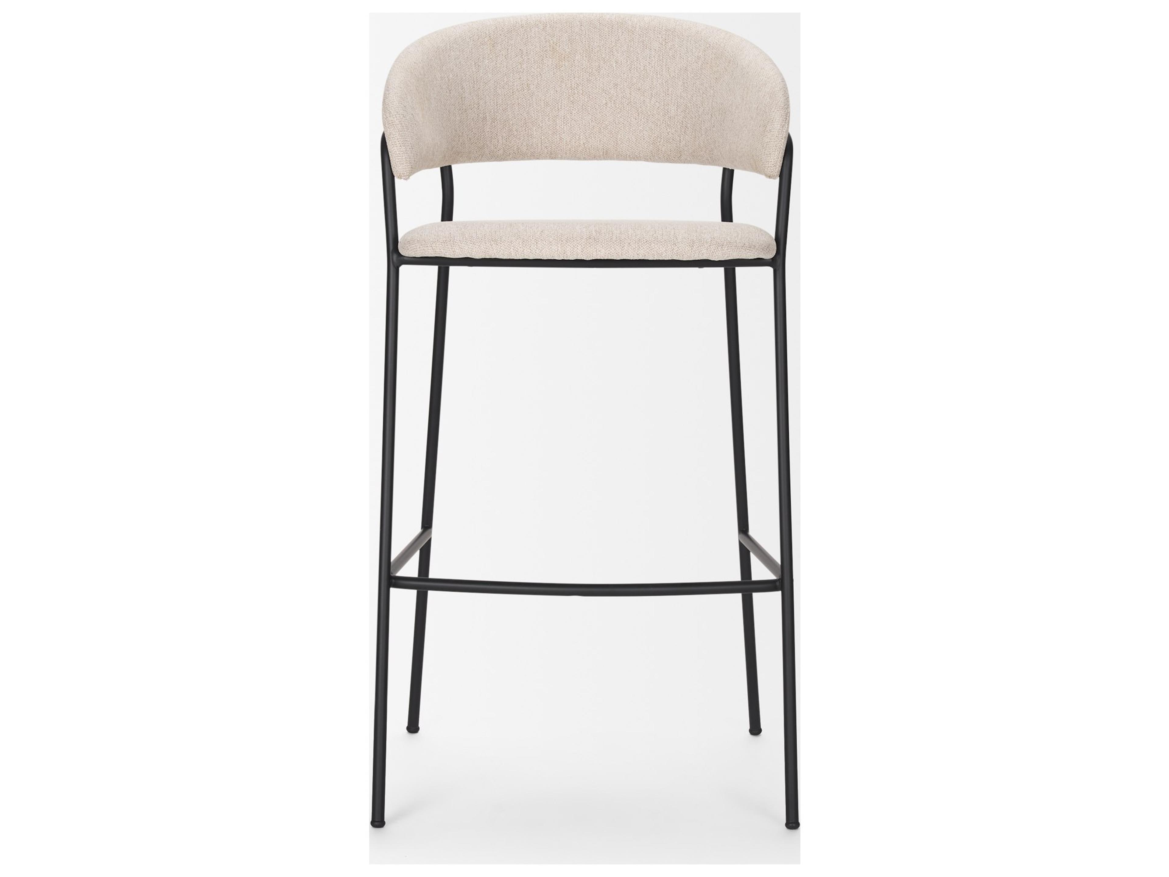 Mercana Carolyn Bar Stool w/ Oatmeal Fabric & Matte Black Metal