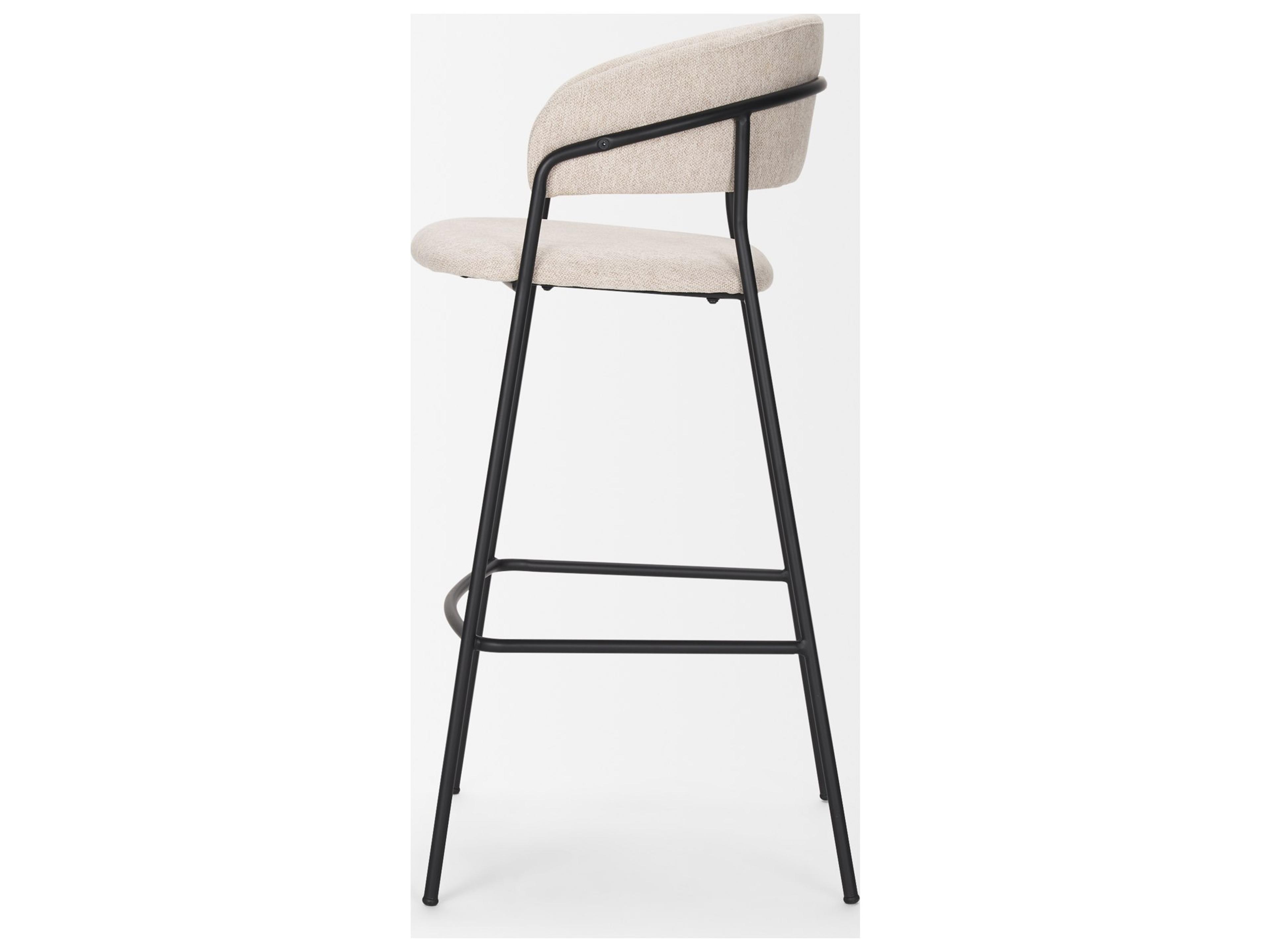 Mercana Carolyn Bar Stool w/ Oatmeal Fabric & Matte Black Metal