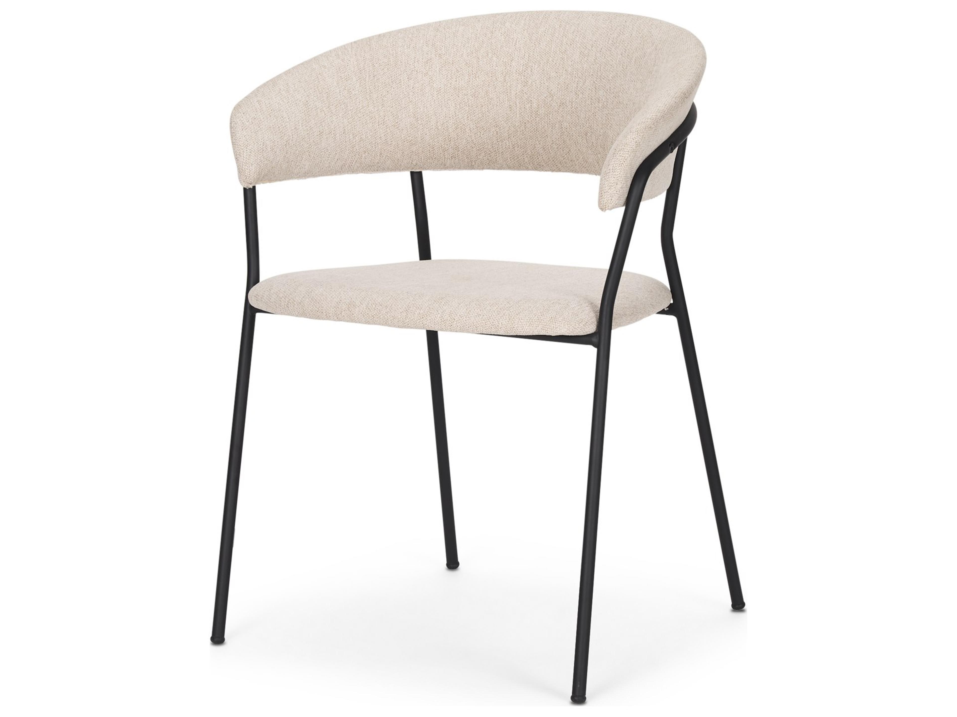 Carolyn Dining Chair w/ Oatmeal Fabric & Matte Black Metal
