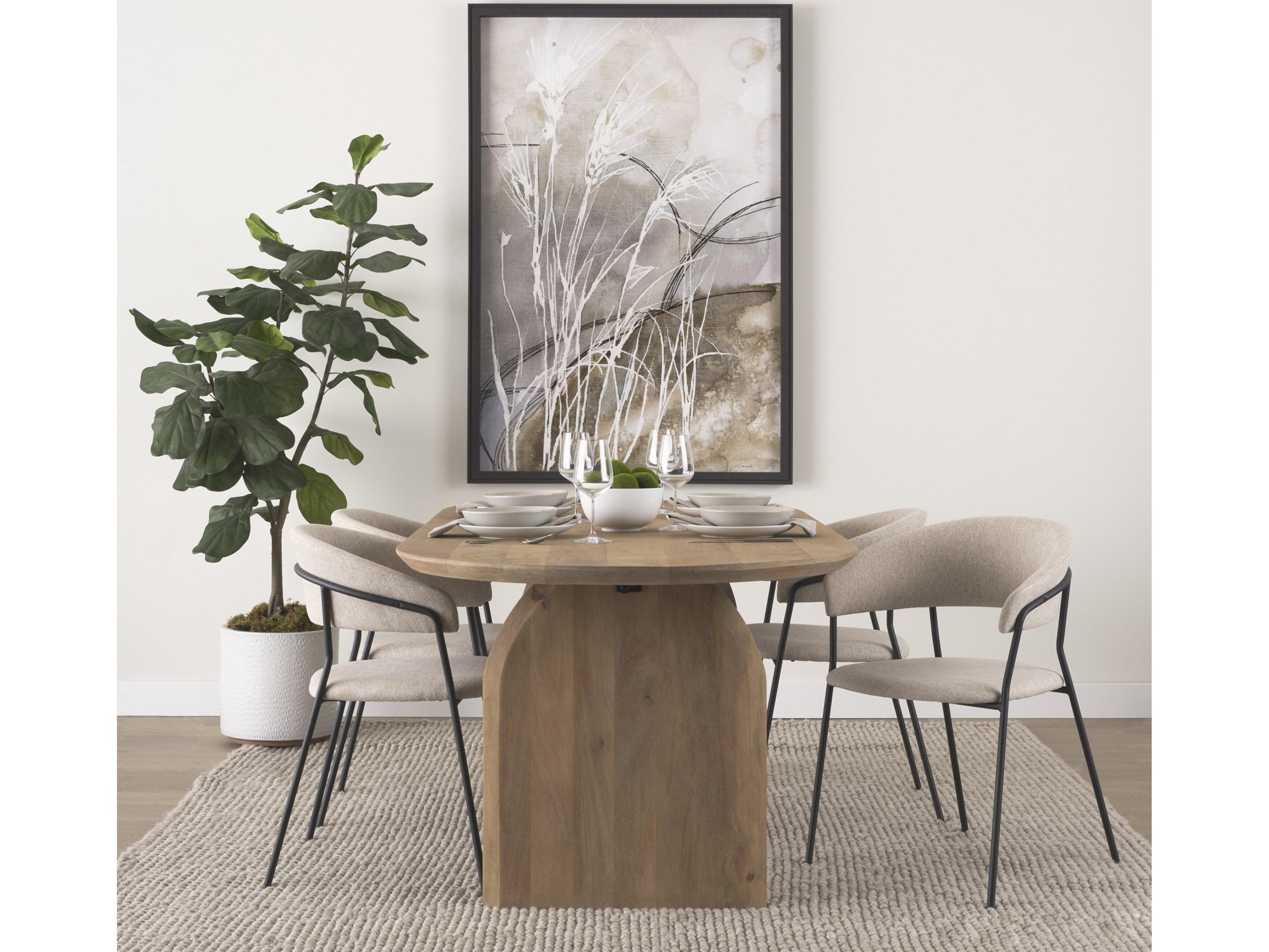 Mercana Carolyn Dining Chair w/ Oatmeal Fabric & Matte Black Metal
