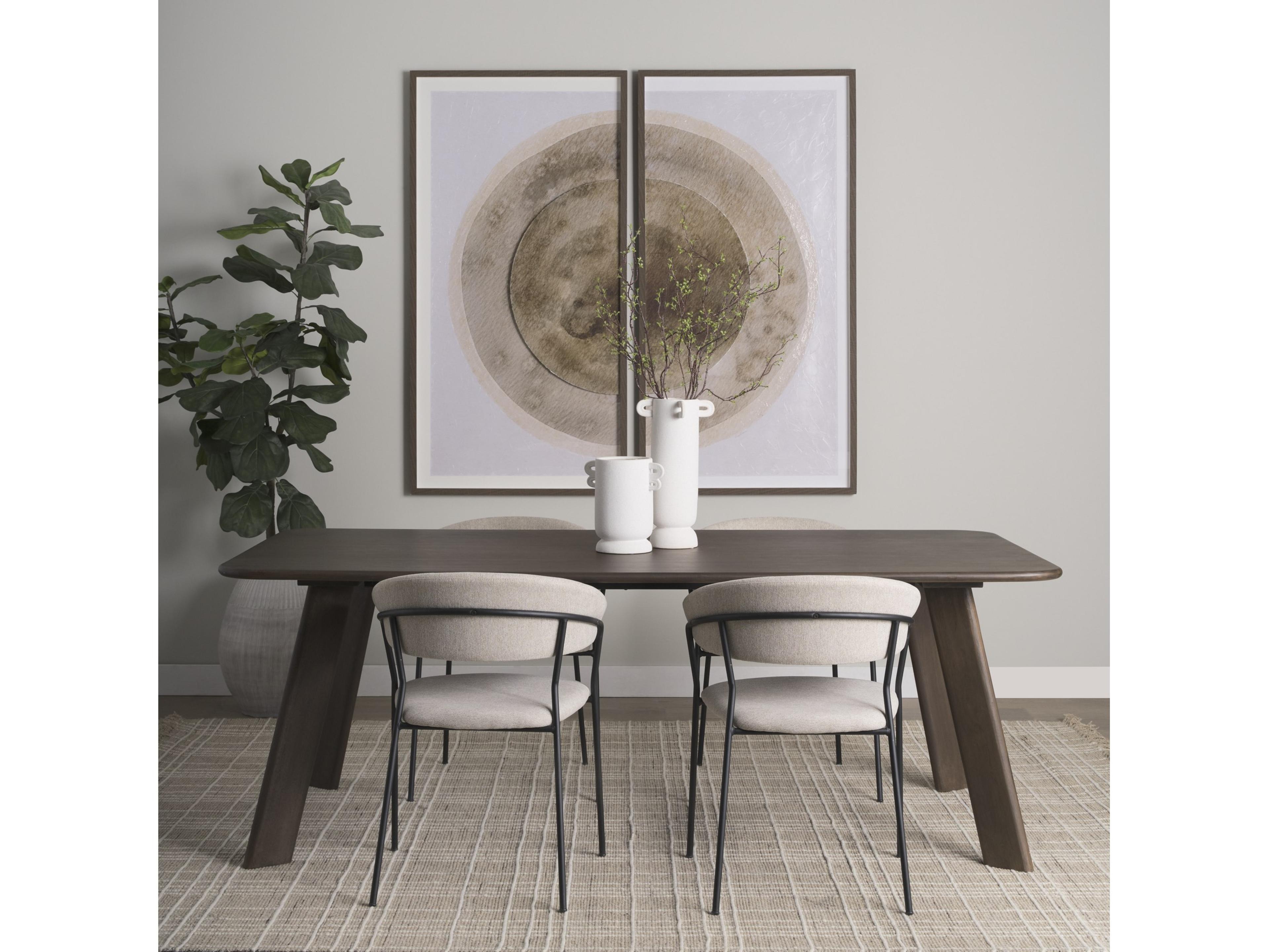 Mercana Carolyn Dining Chair w/ Oatmeal Fabric & Matte Black Metal