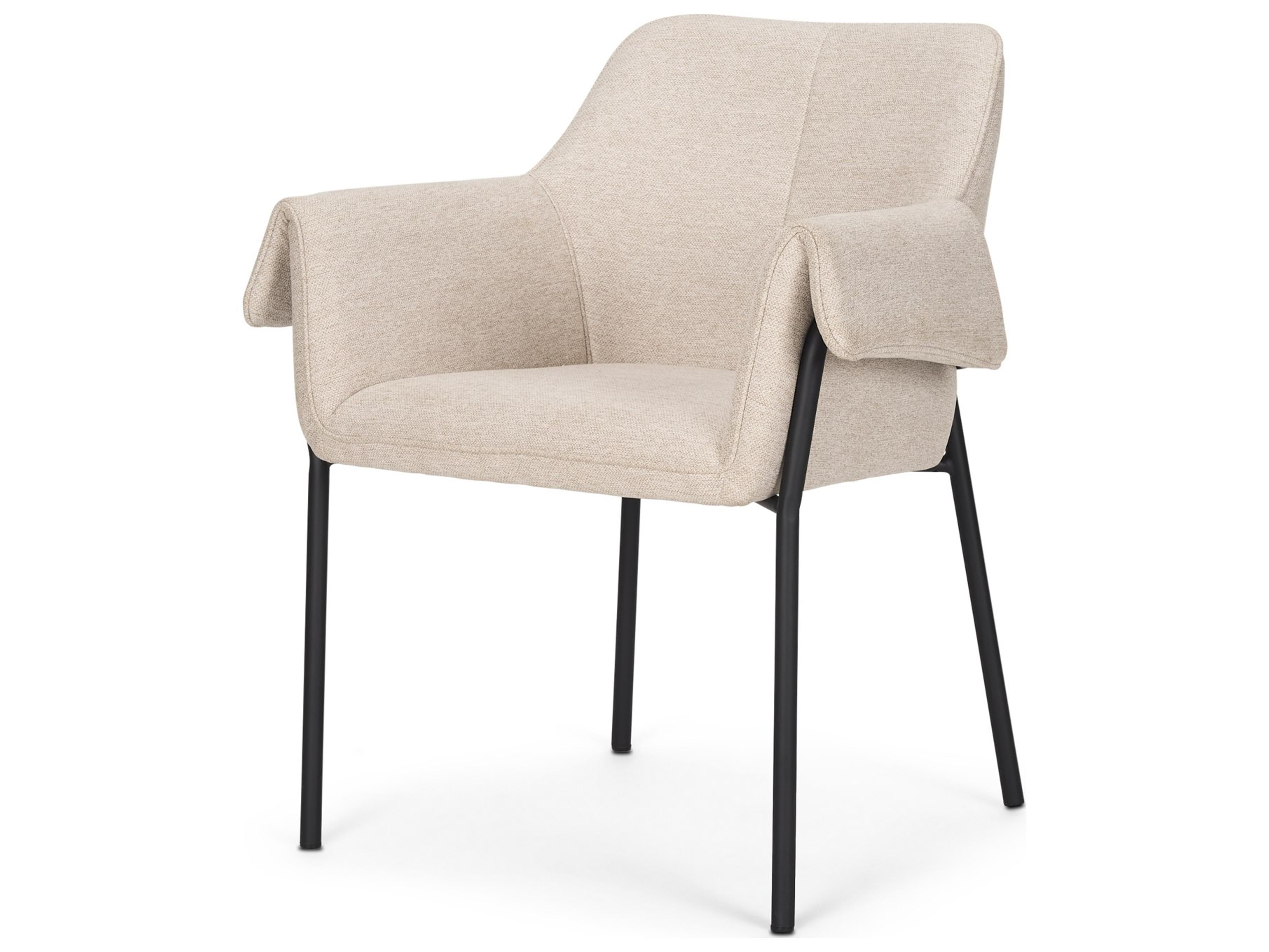 Brently Dining Chair w/ Oatmeal Fabric & Matte Black Metal Legs