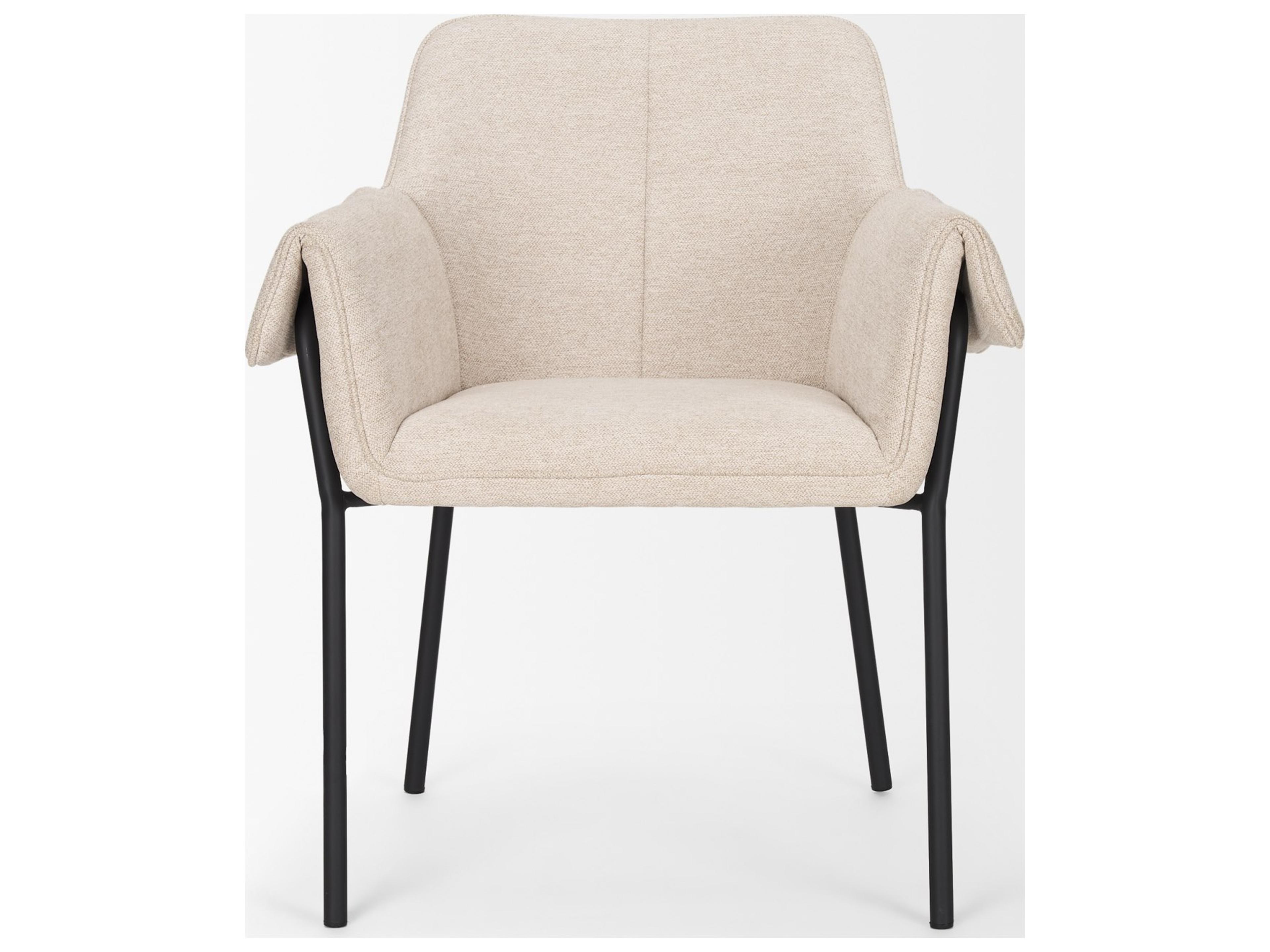 Mercana Brently Dining Chair w/ Oatmeal Fabric & Matte Black Metal Legs