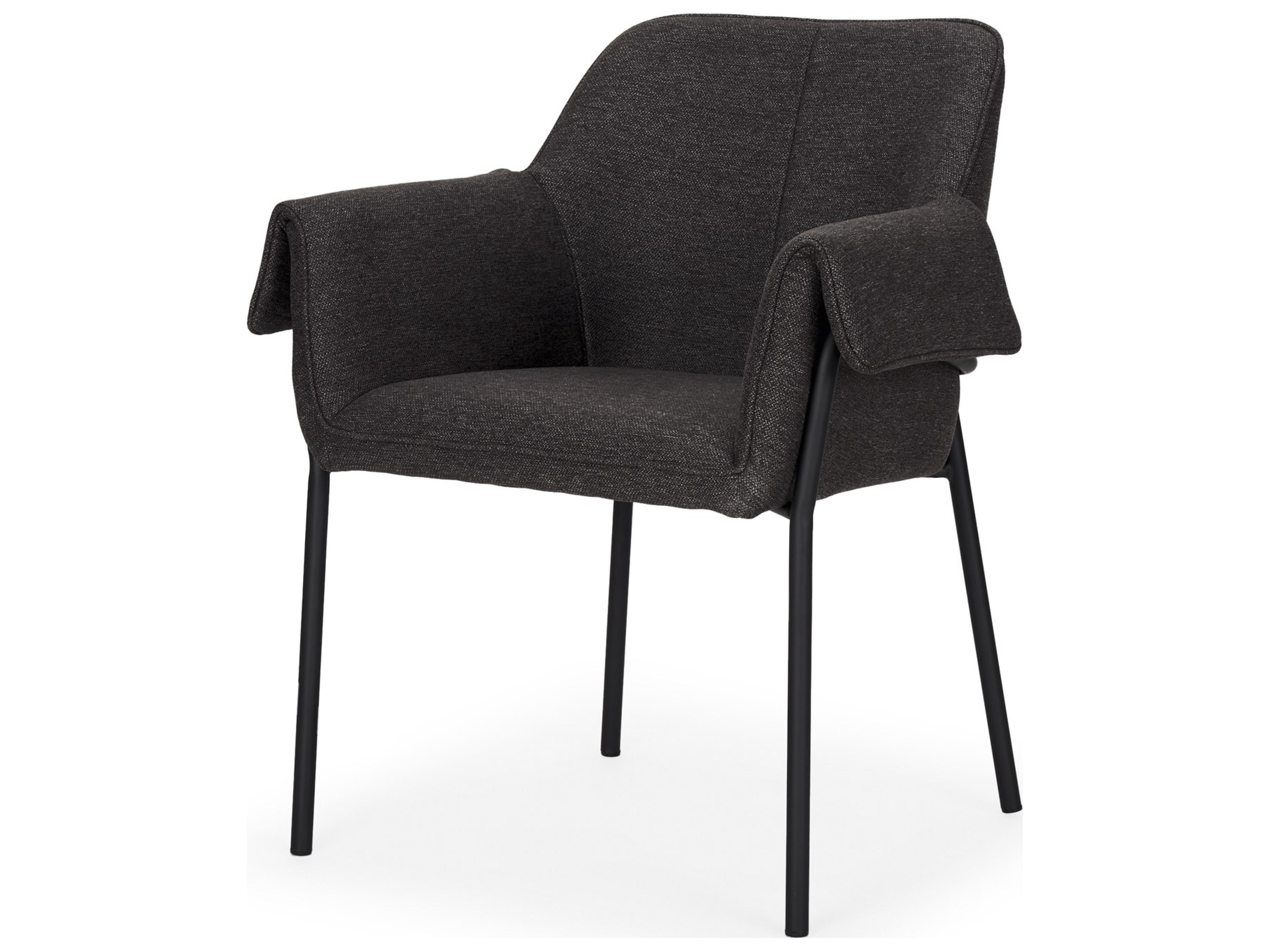 Brently Dining Chair w/ Gray Fabric & Matte Black Metal Legs