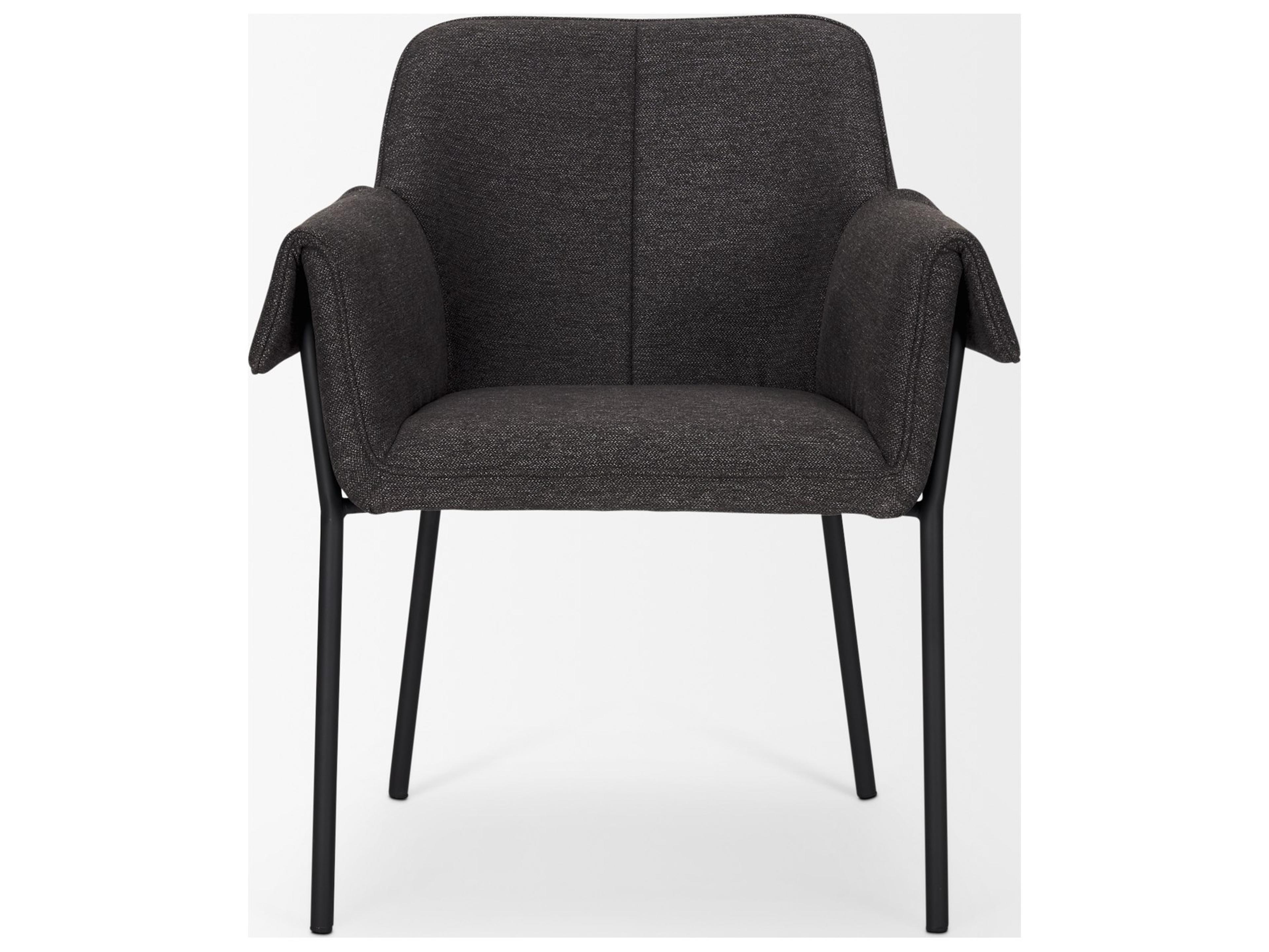 Mercana Brently Dining Chair w/ Gray Fabric & Matte Black Metal Legs