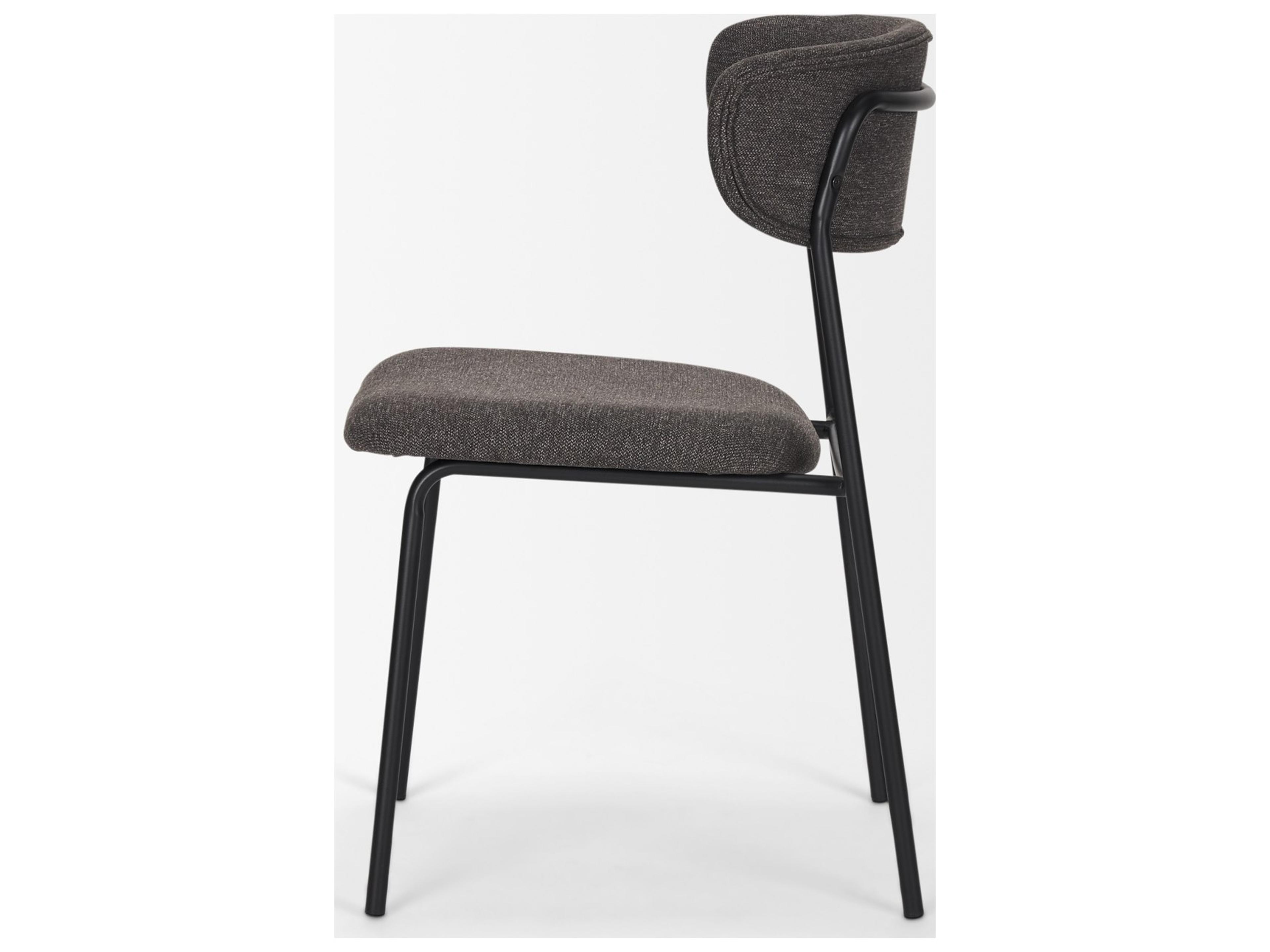 Mercana Corey Dining Chair w/ Gray Fabric & Matte Black Metal
