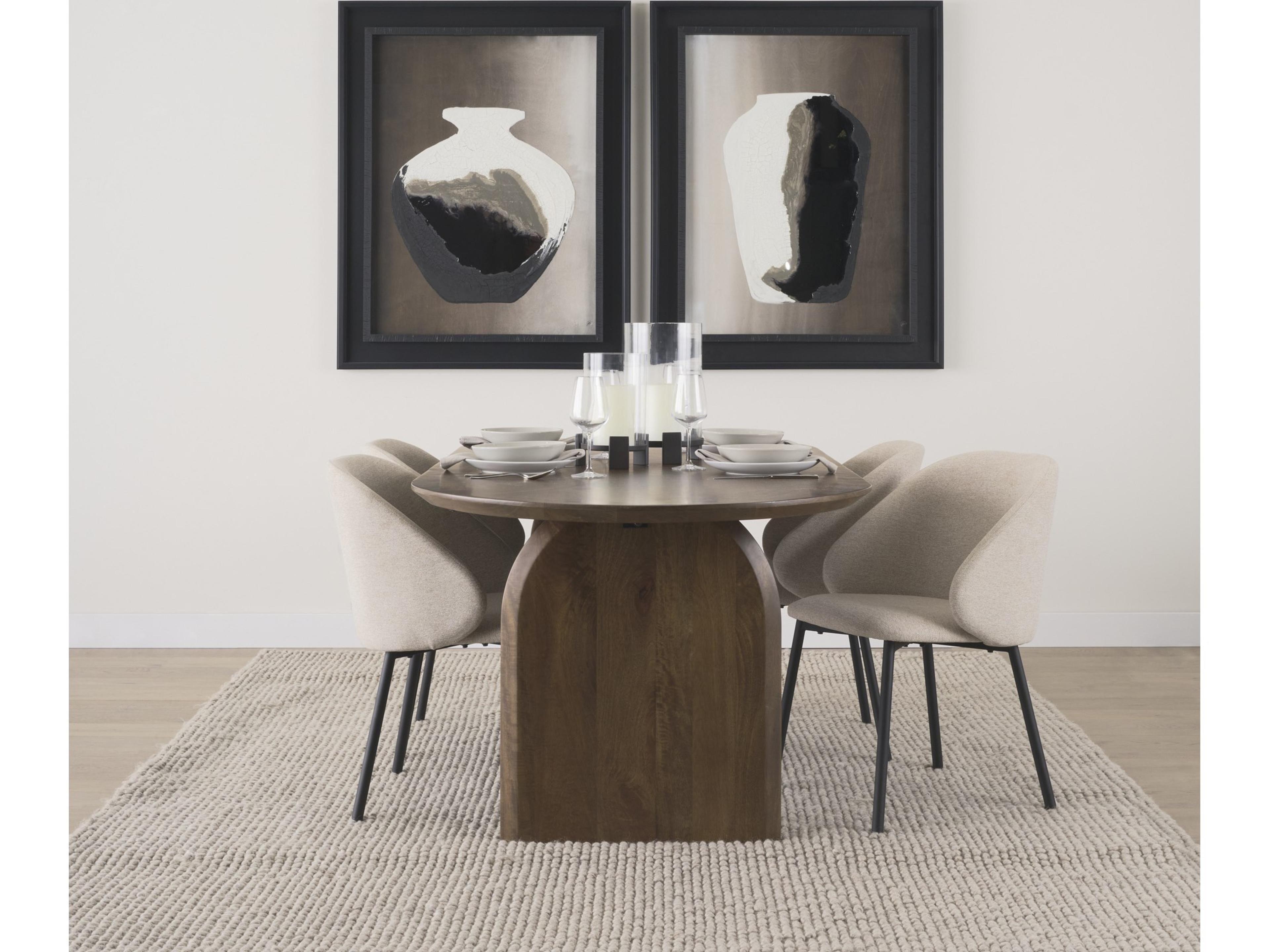 Mercana Shannon Dining Chair w/ Oatmeal Fabric & Matte Black Metal