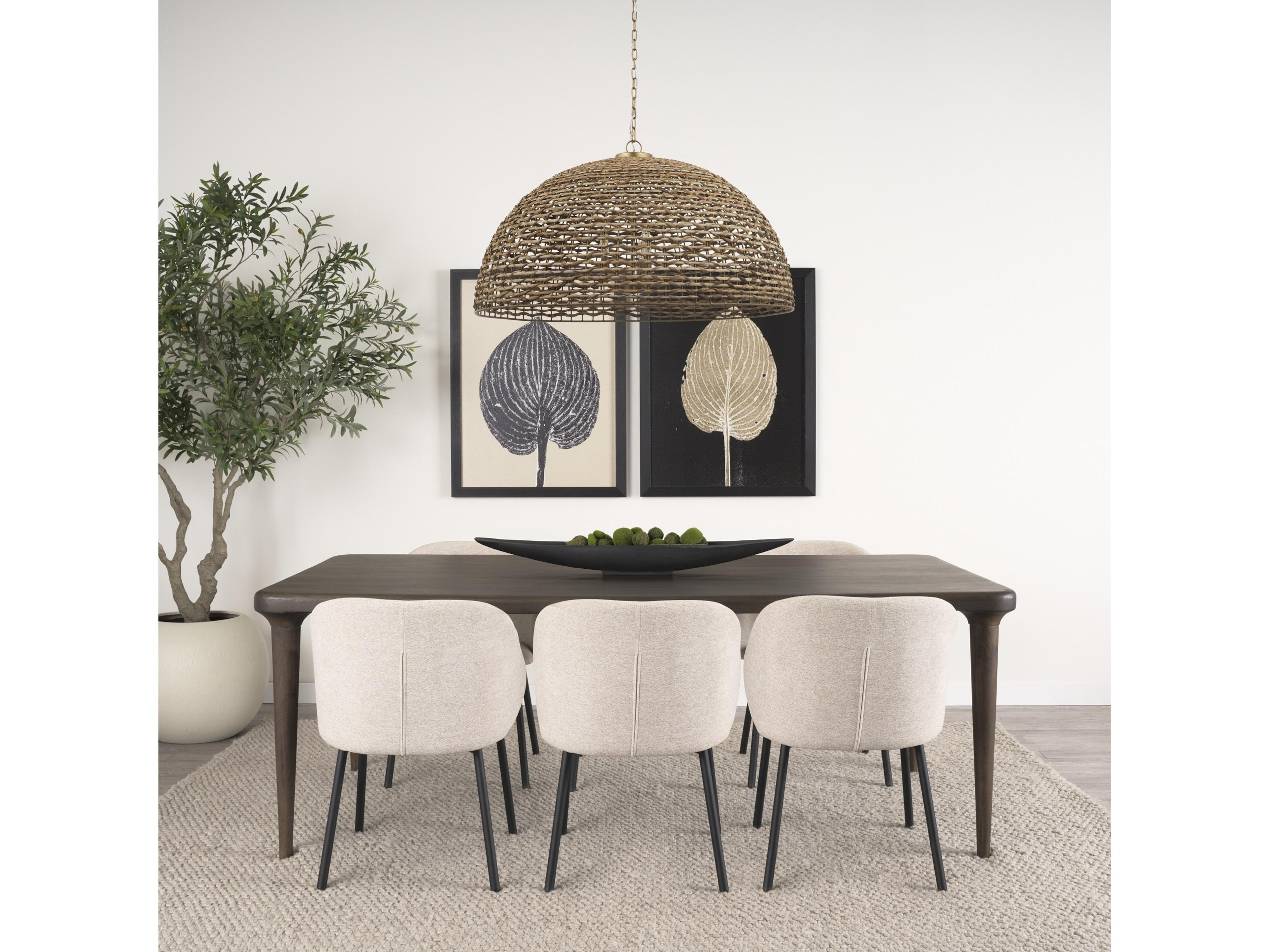 Mercana Shannon Dining Chair w/ Oatmeal Fabric & Matte Black Metal