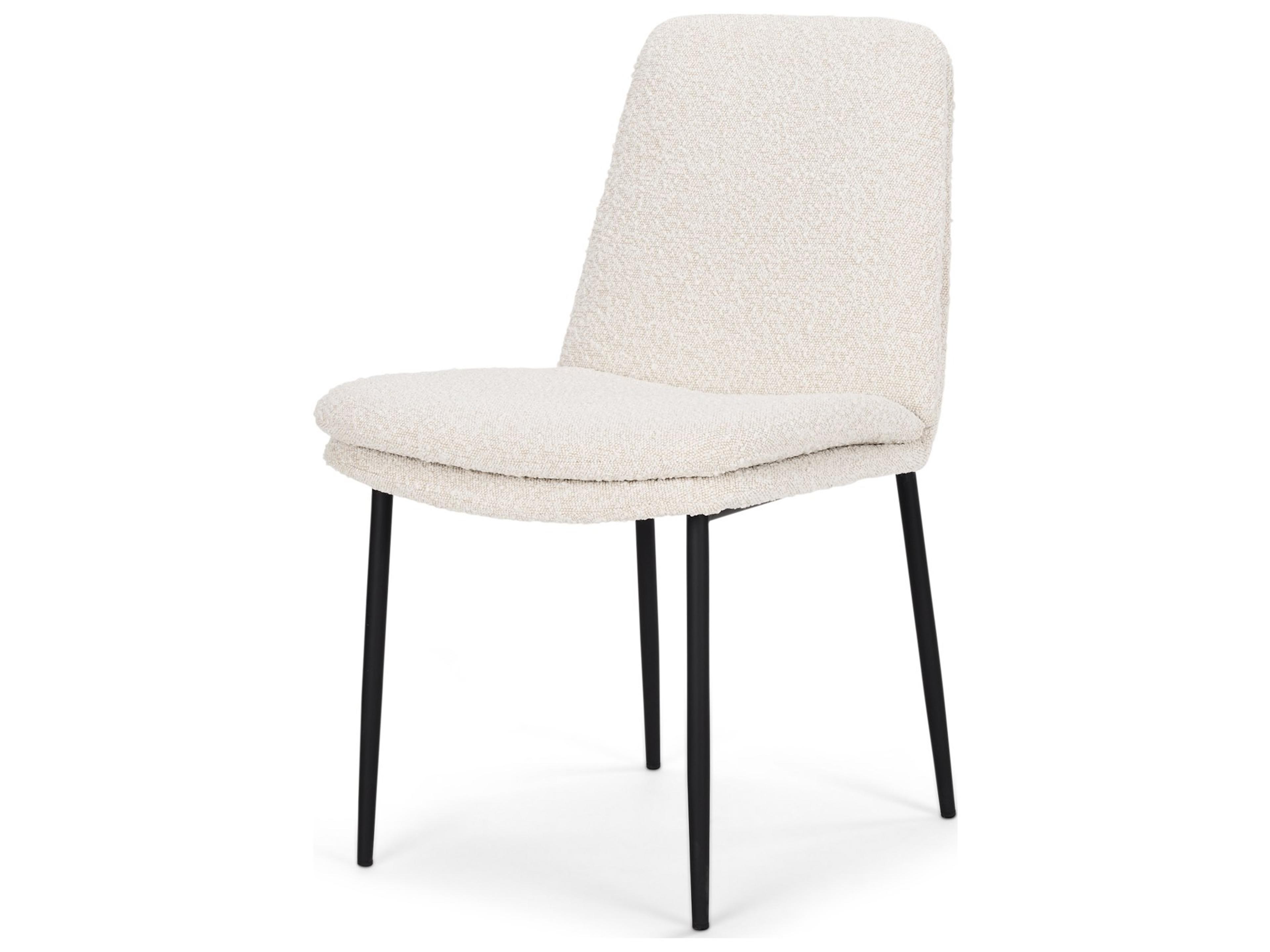 Eve Dining Chair w/ Cream Boucle Fabric & Matte Black Metal