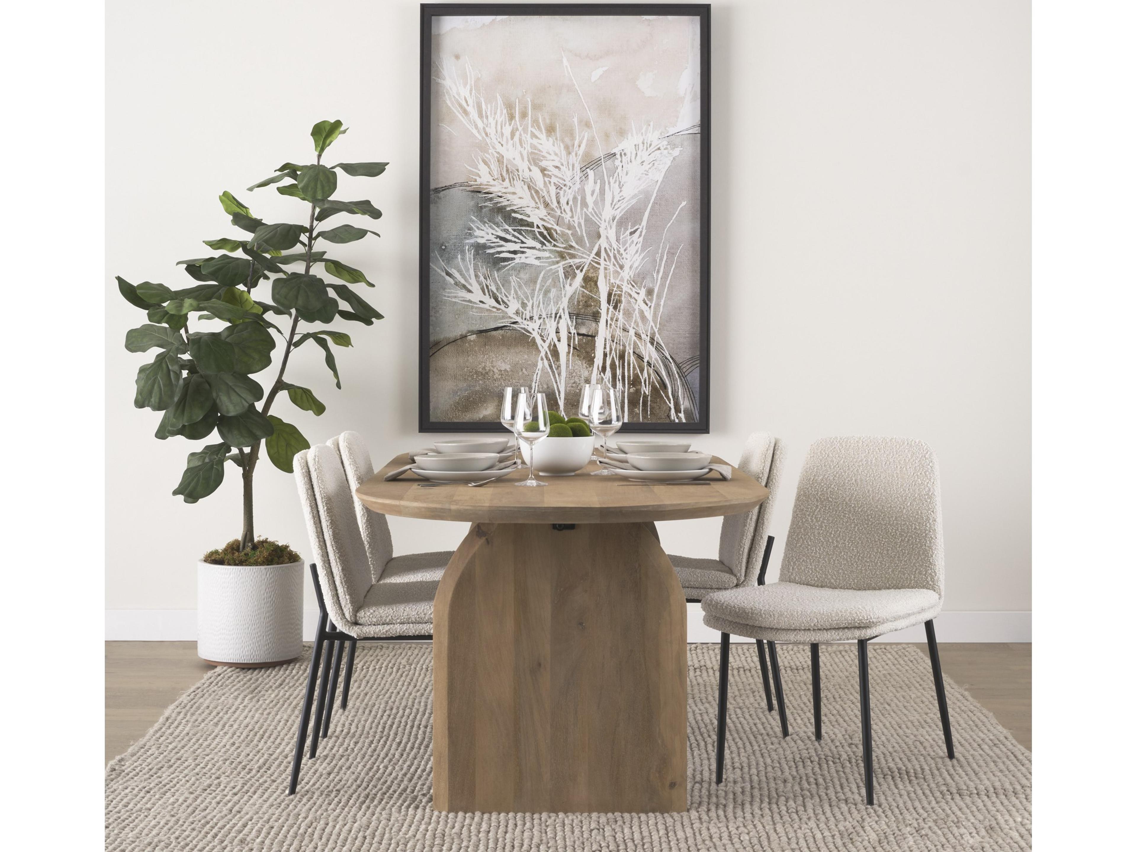 Mercana Eve Dining Chair w/ Cream Boucle Fabric & Matte Black Metal