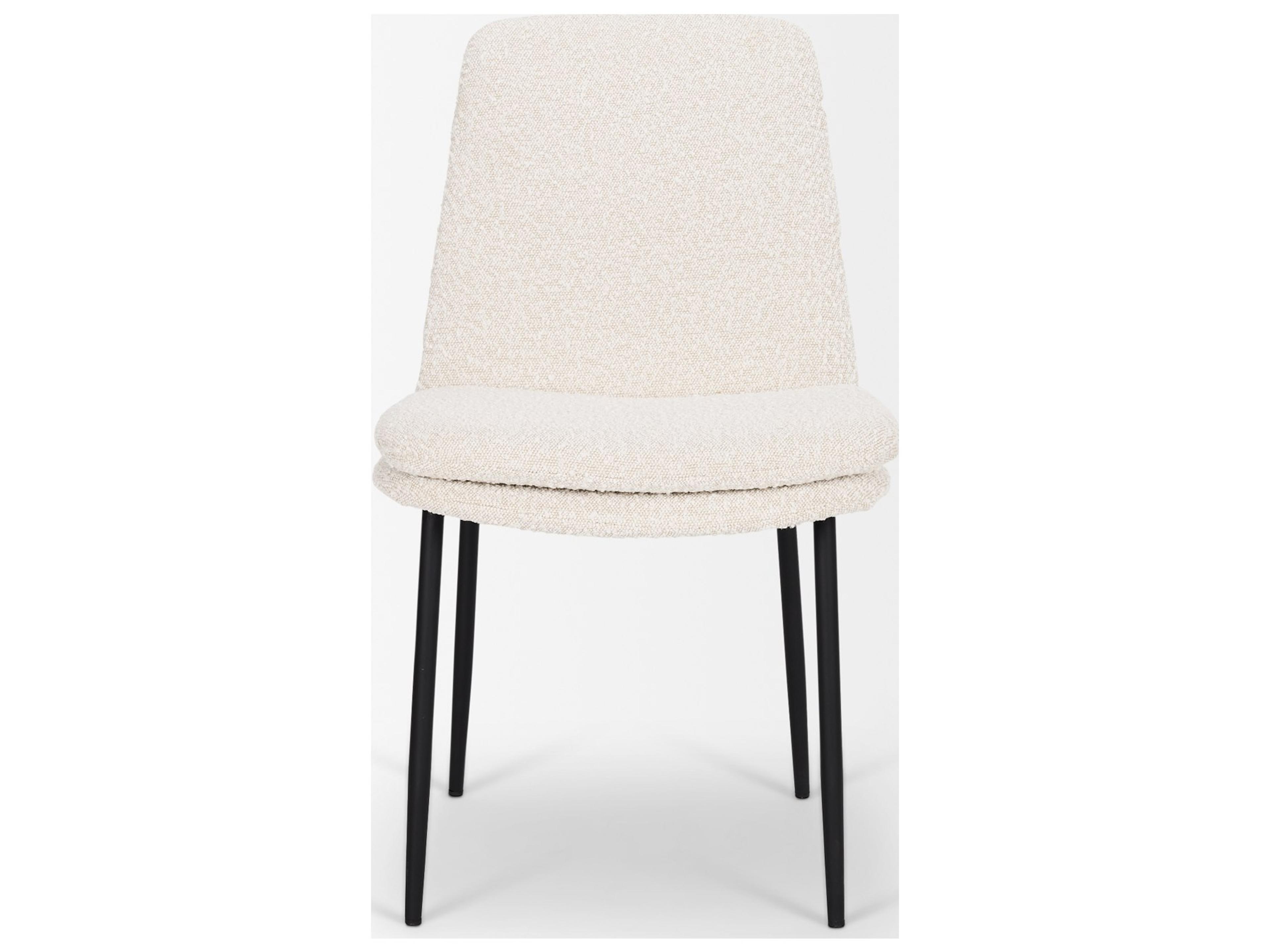 Mercana Eve Dining Chair w/ Cream Boucle Fabric & Matte Black Metal