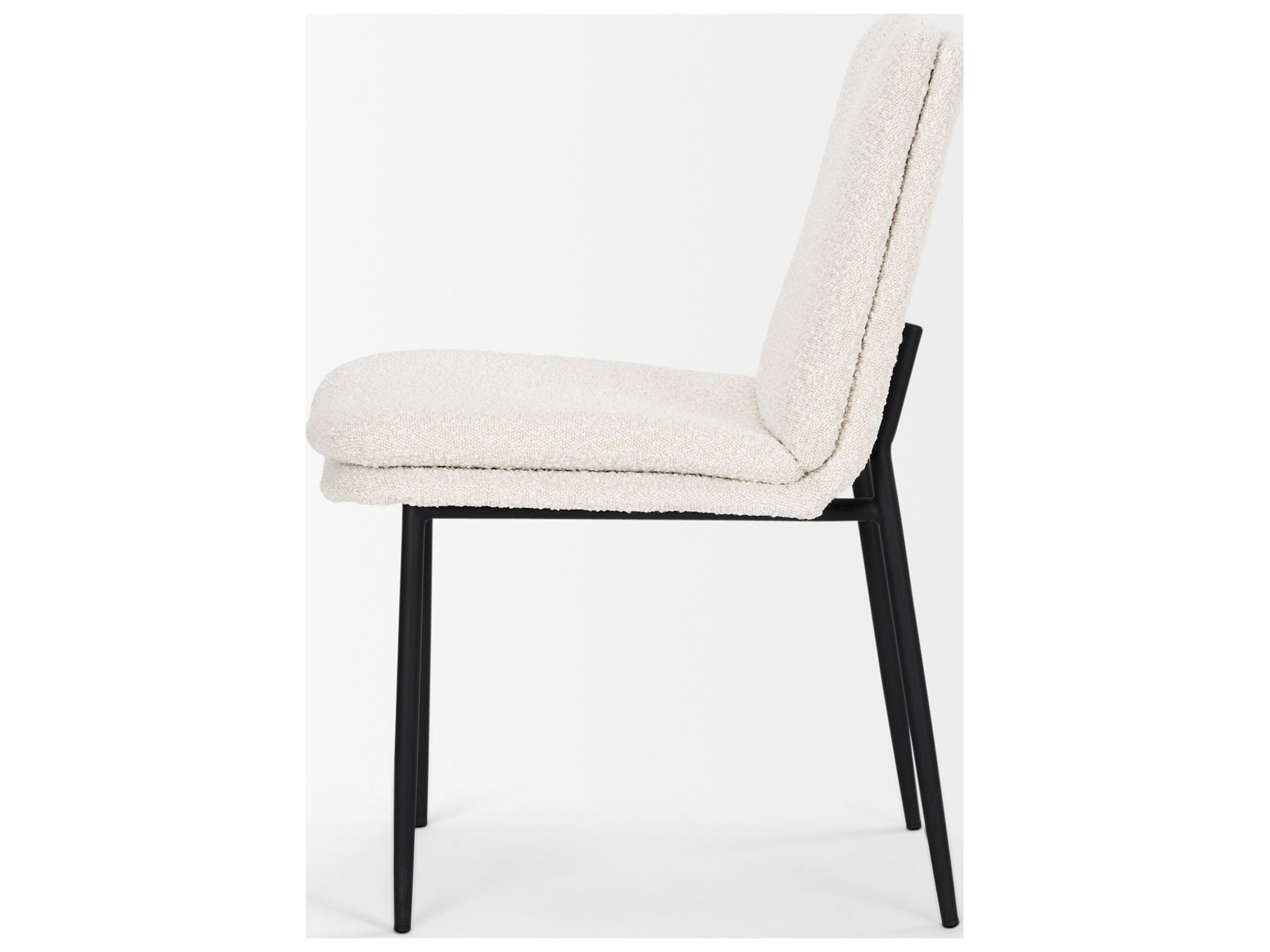 Mercana Eve Dining Chair w/ Cream Boucle Fabric & Matte Black Metal