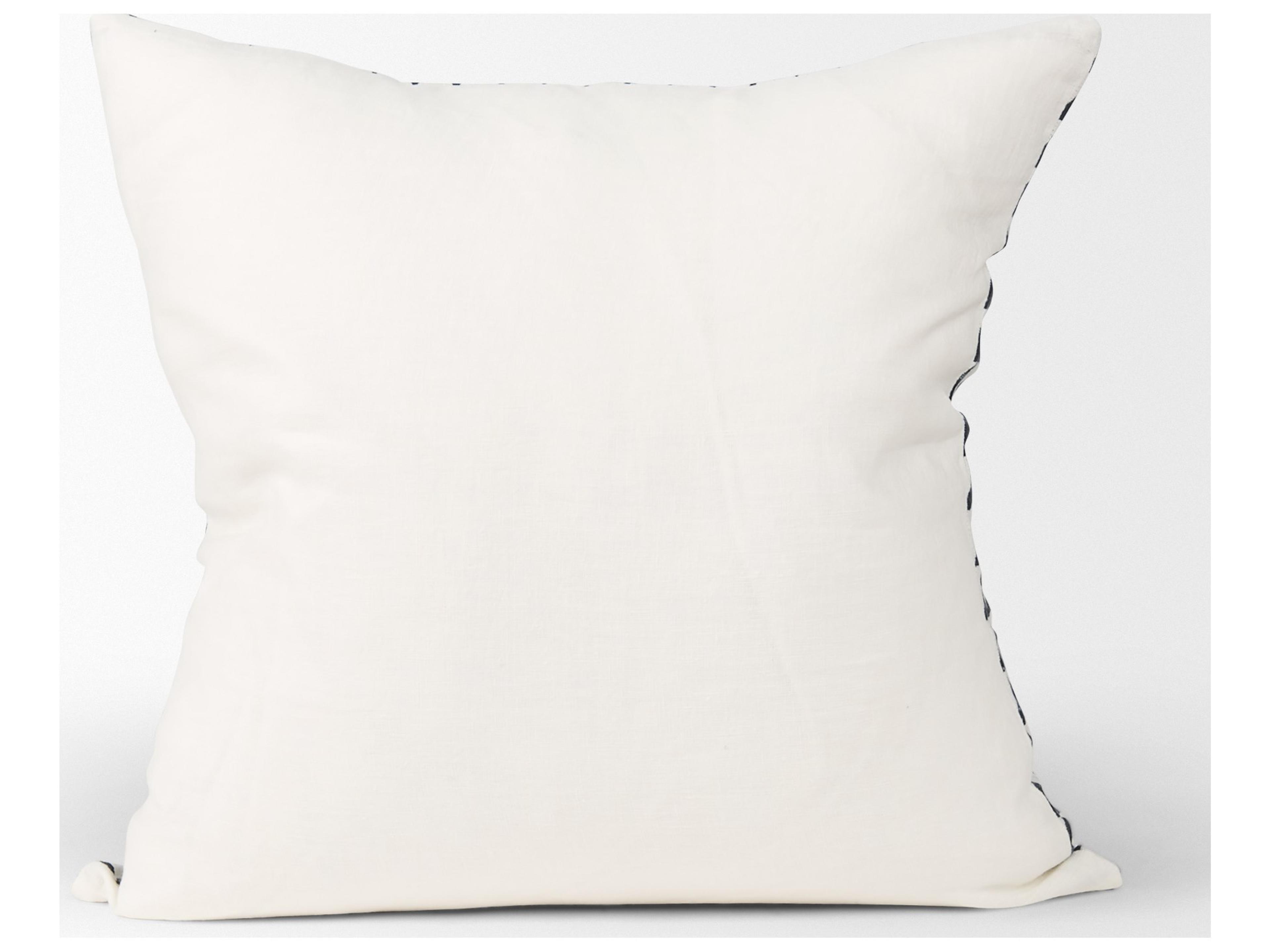 Mercana Jolie Cream w/ Black Print Linen Square Decorative Pillow  Cover