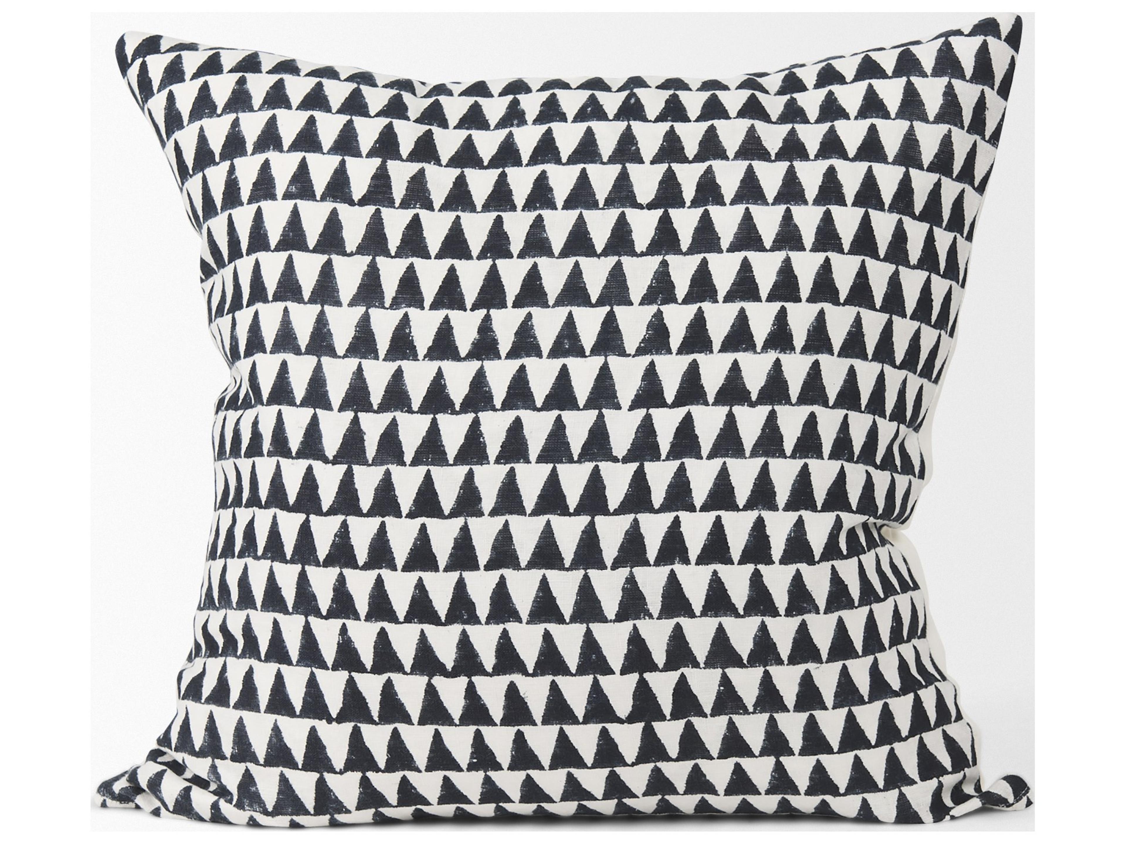 Mercana Jolie Cream w/ Black Print Linen Square Decorative Pillow  Cover