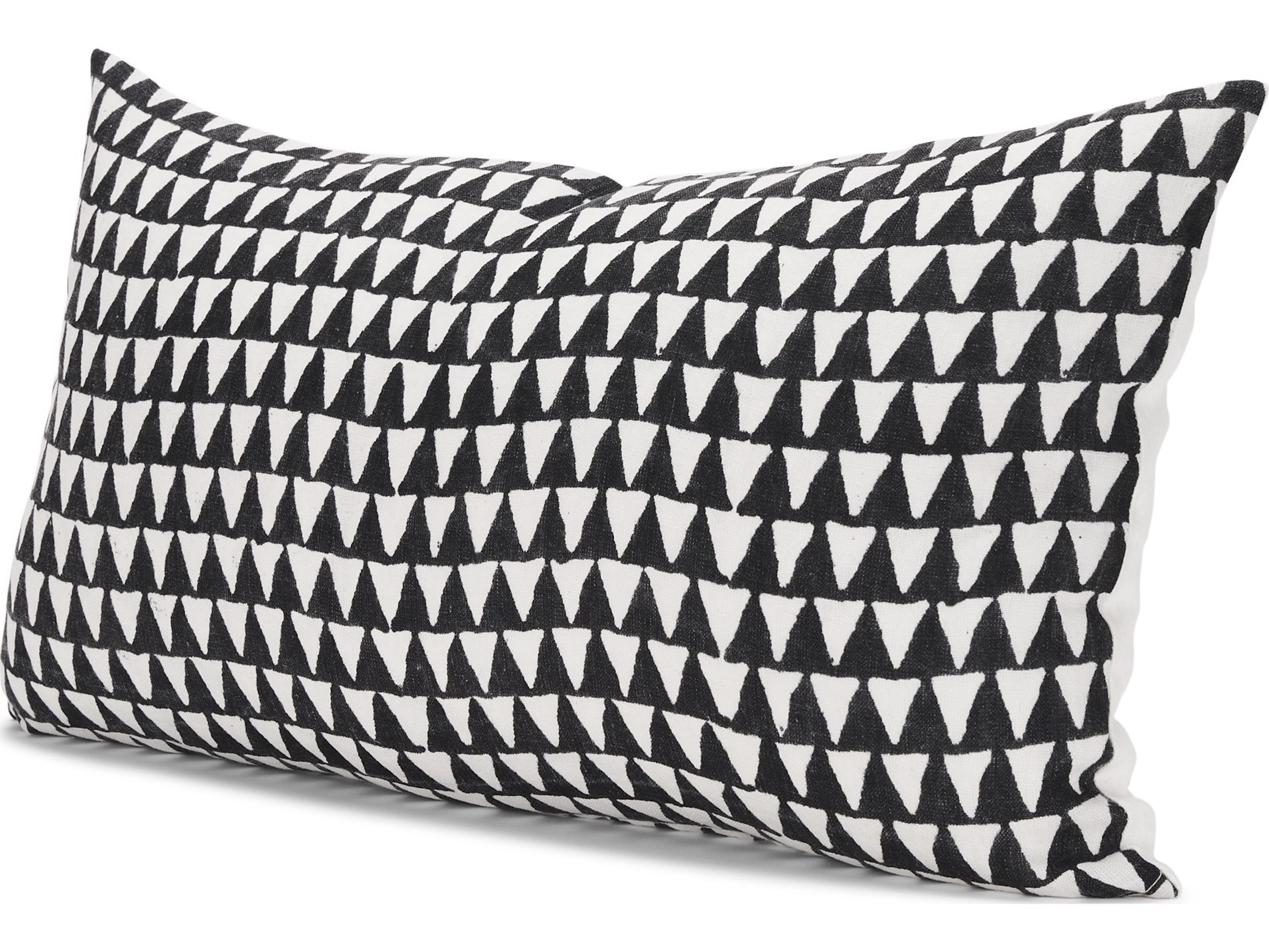 Jolie Cream w/ Black Print Linen Lumbar Decorative Pillow Cover