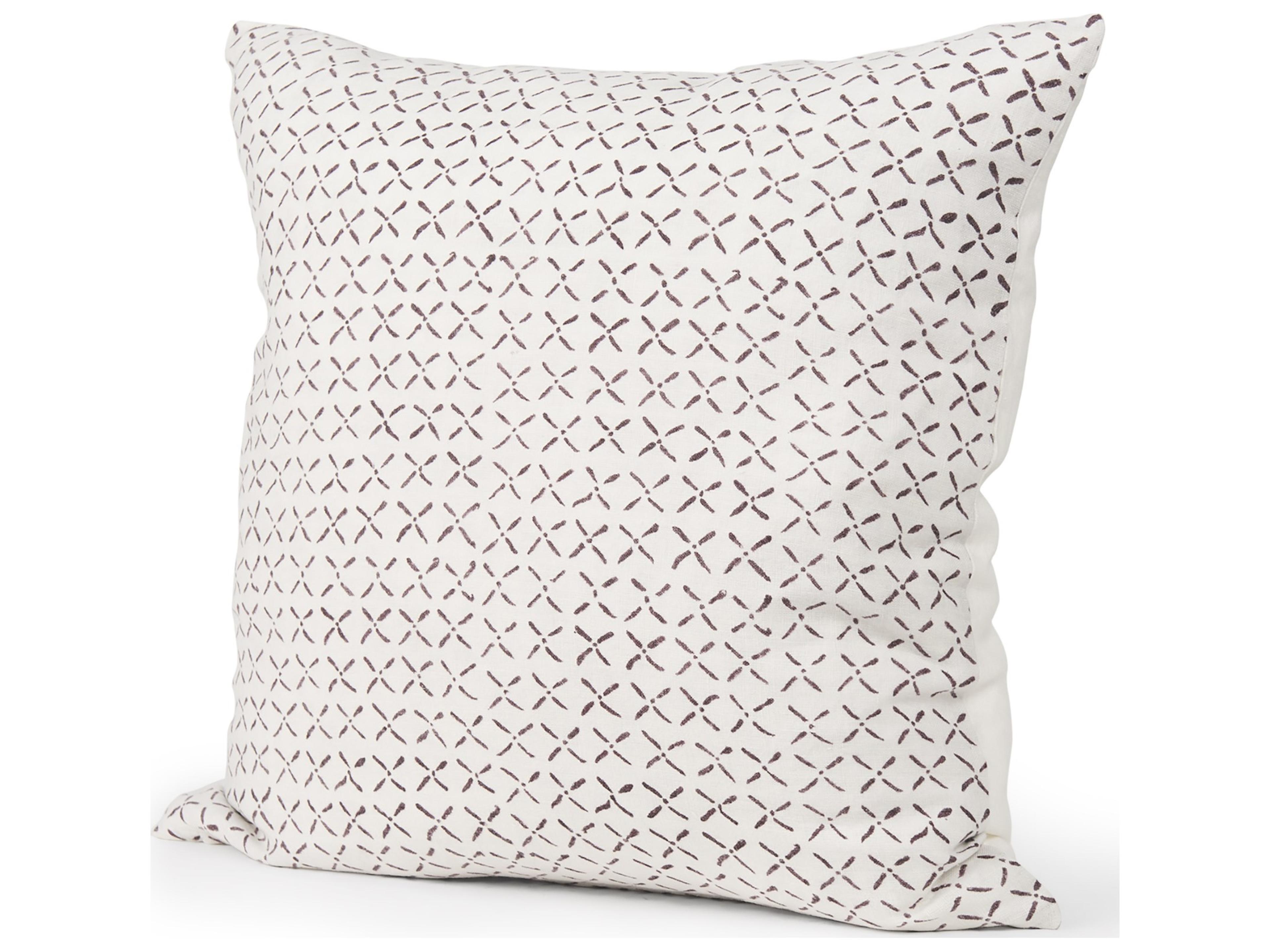 Jayden Cream w/ Merlot Print Linen Square Decorative Pillow Cover