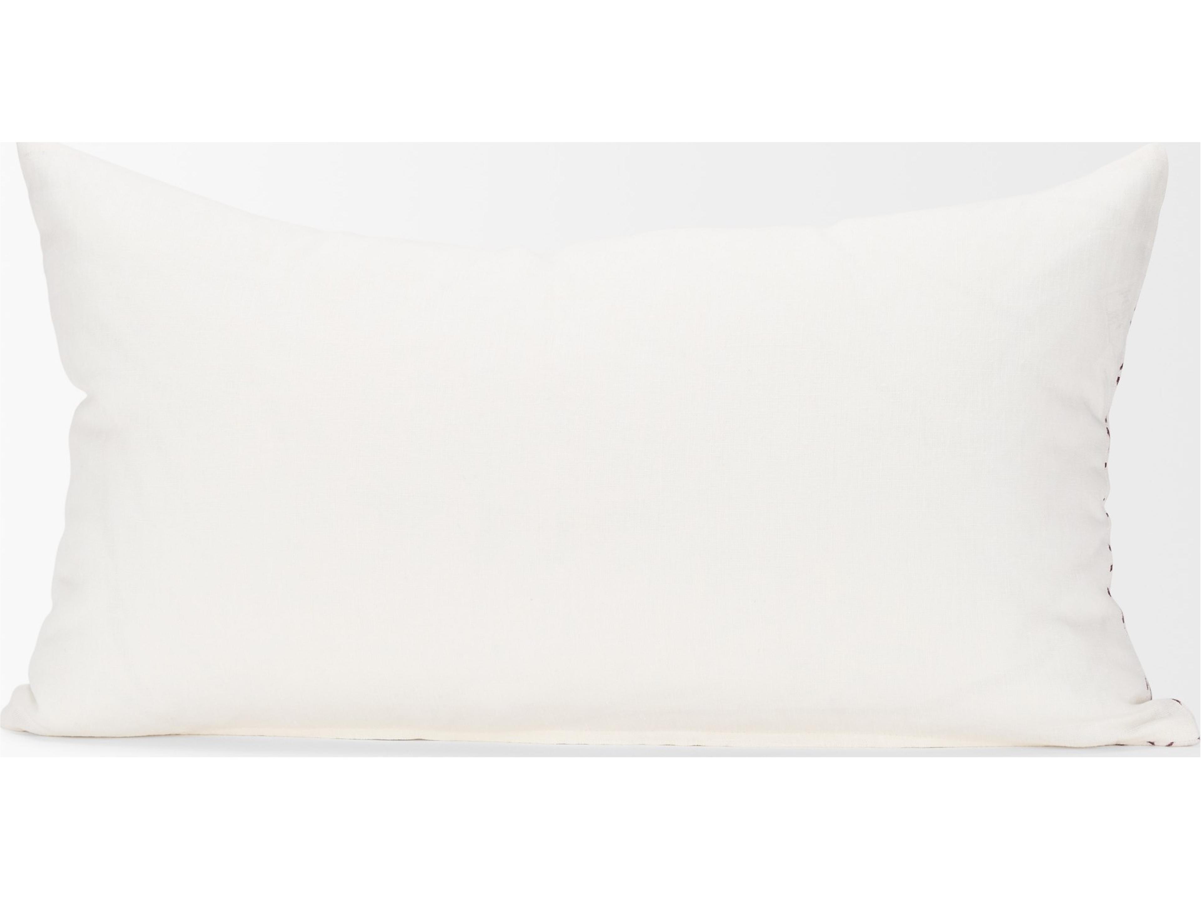 Mercana Jayden Cream w/ Merlot Print Linen Lumbar Decorative Pillow Cover