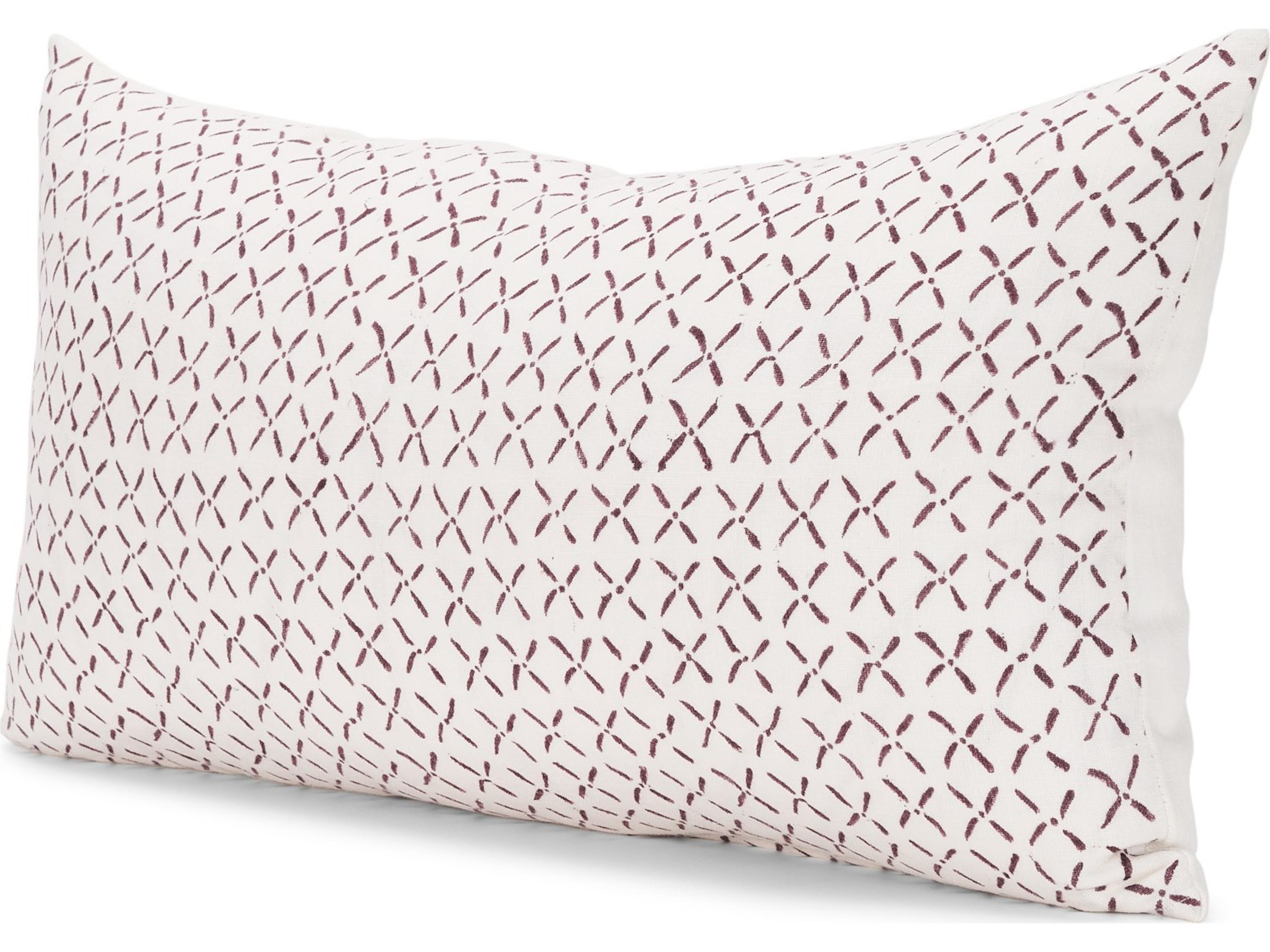 Jayden Cream w/ Merlot Print Linen Lumbar Decorative Pillow Cover