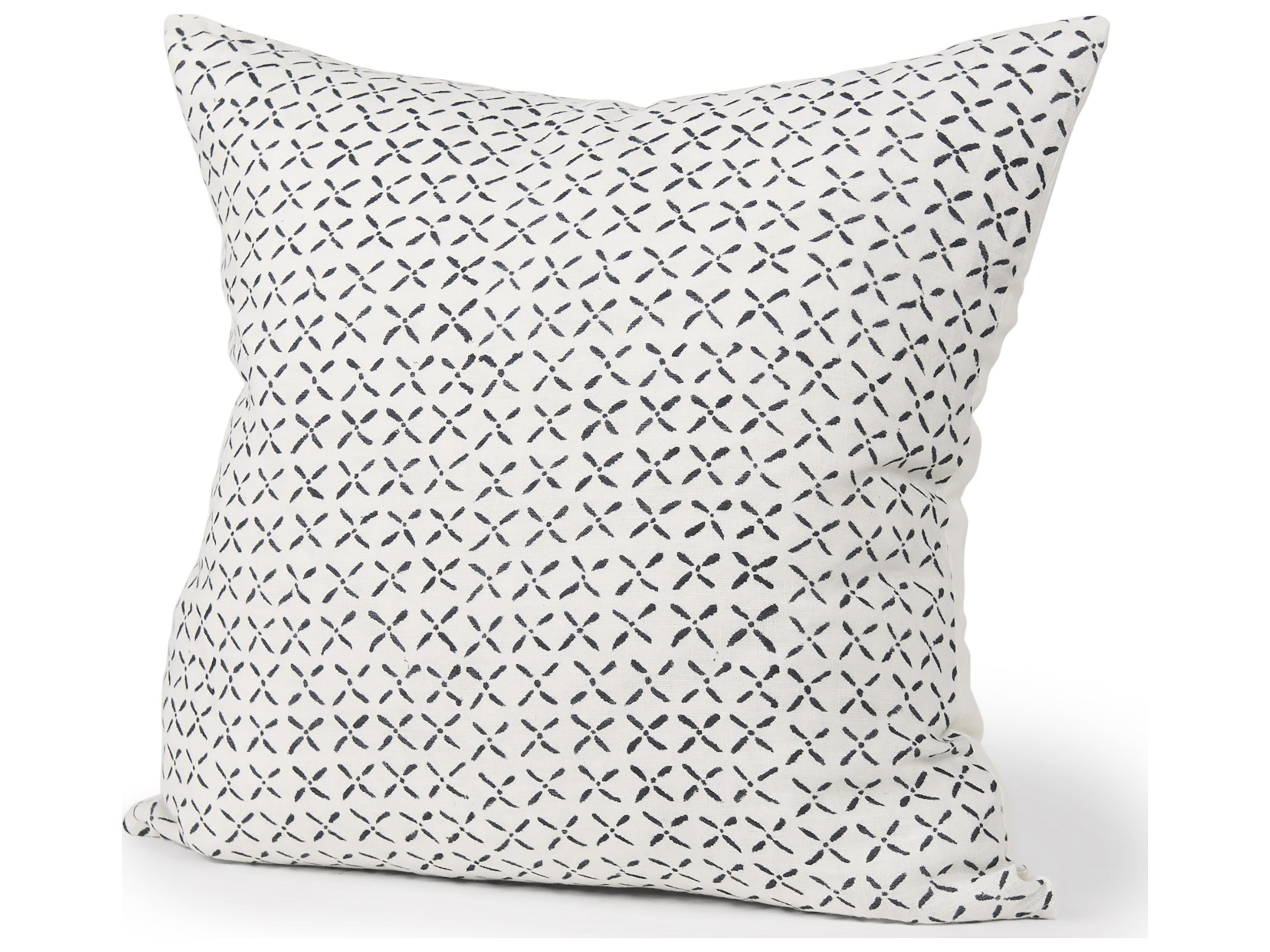 Jayden Cream w/ Black Print Linen Square Decorative Pillow Cover