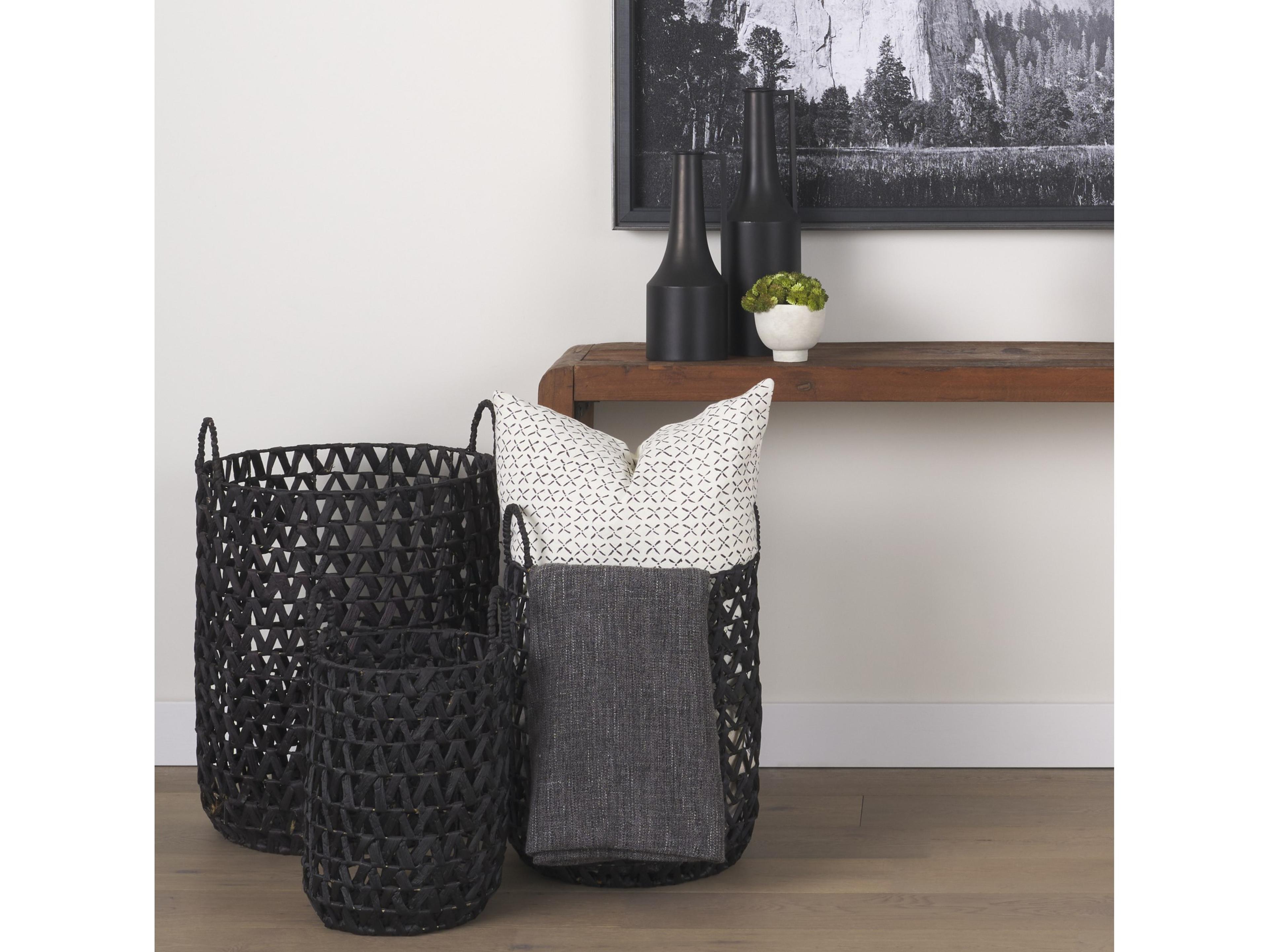 Mercana Jayden Cream w/ Black Print Linen Square Decorative Pillow Cover