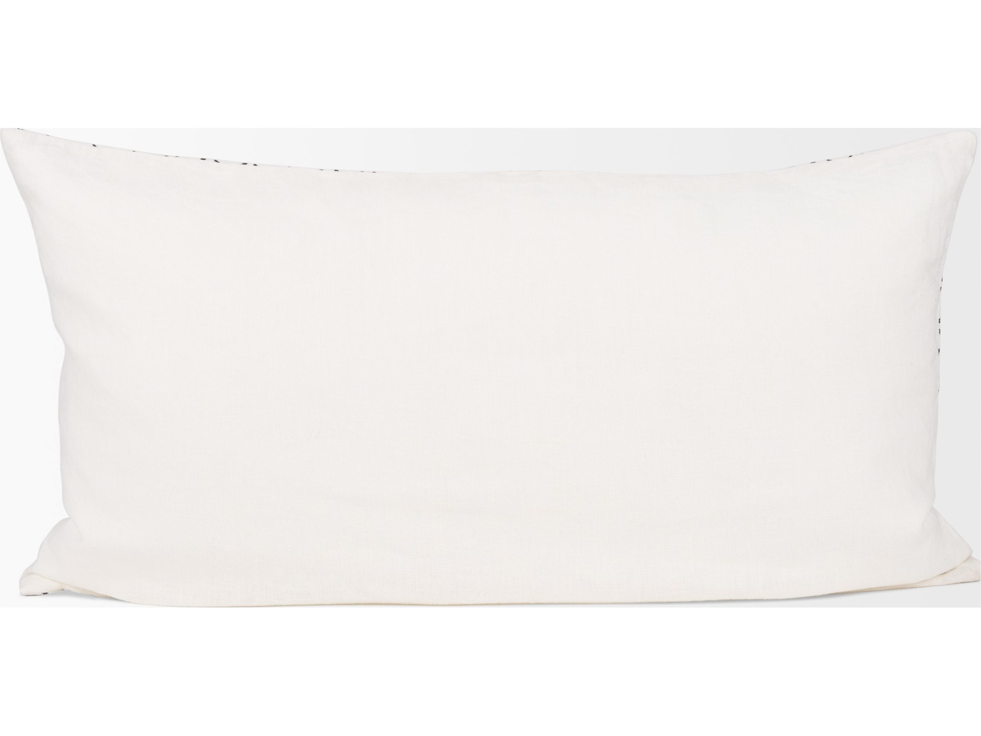 Mercana Jayden Cream w/ Black Print Linen Lumbar Decorative Pillow Cover