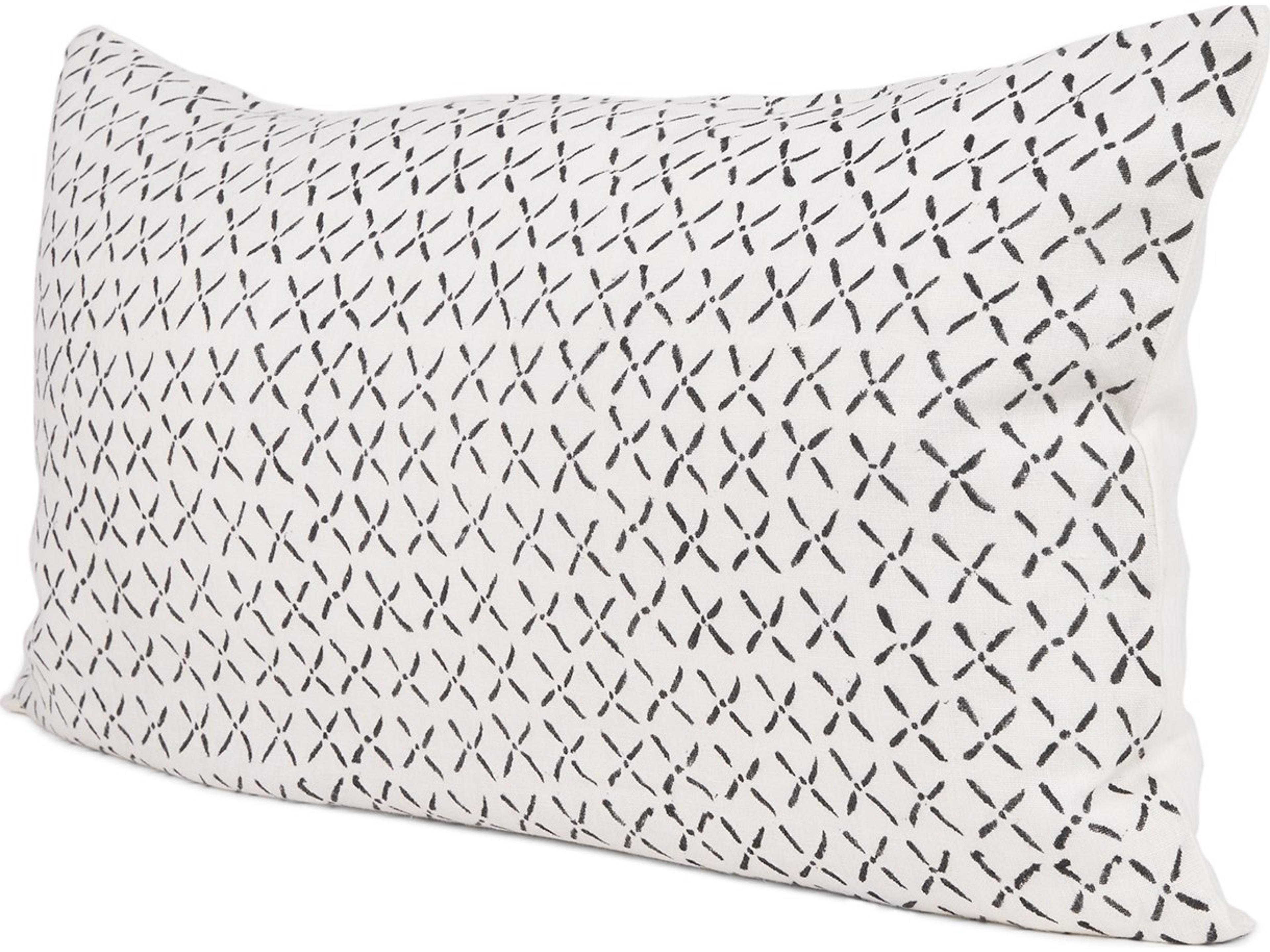 Jayden Cream w/ Black Print Linen Lumbar Decorative Pillow Cover