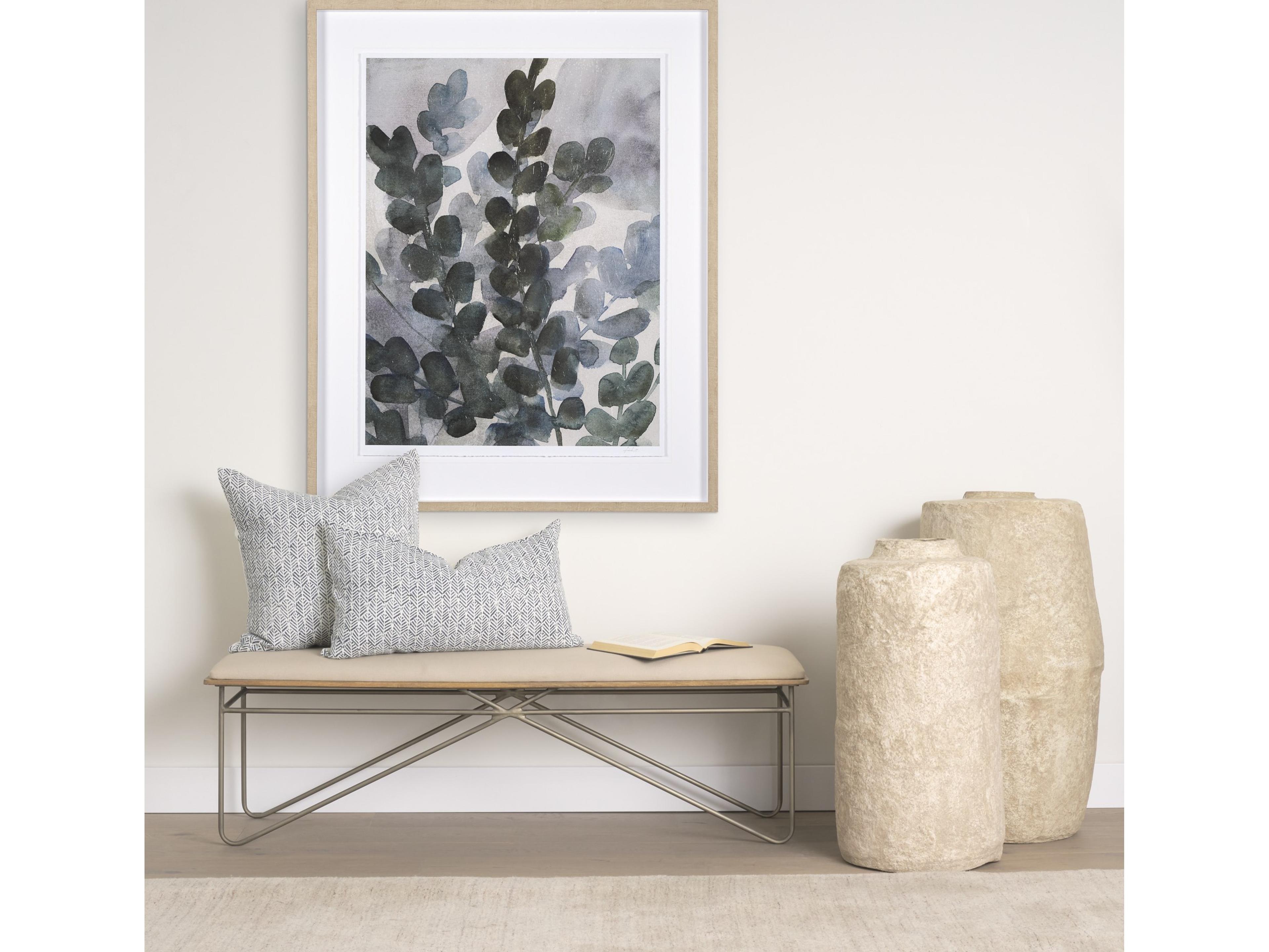 Mercana Jennelle Cream w/ Indigo Print Linen Square Decorative Pillow Cover