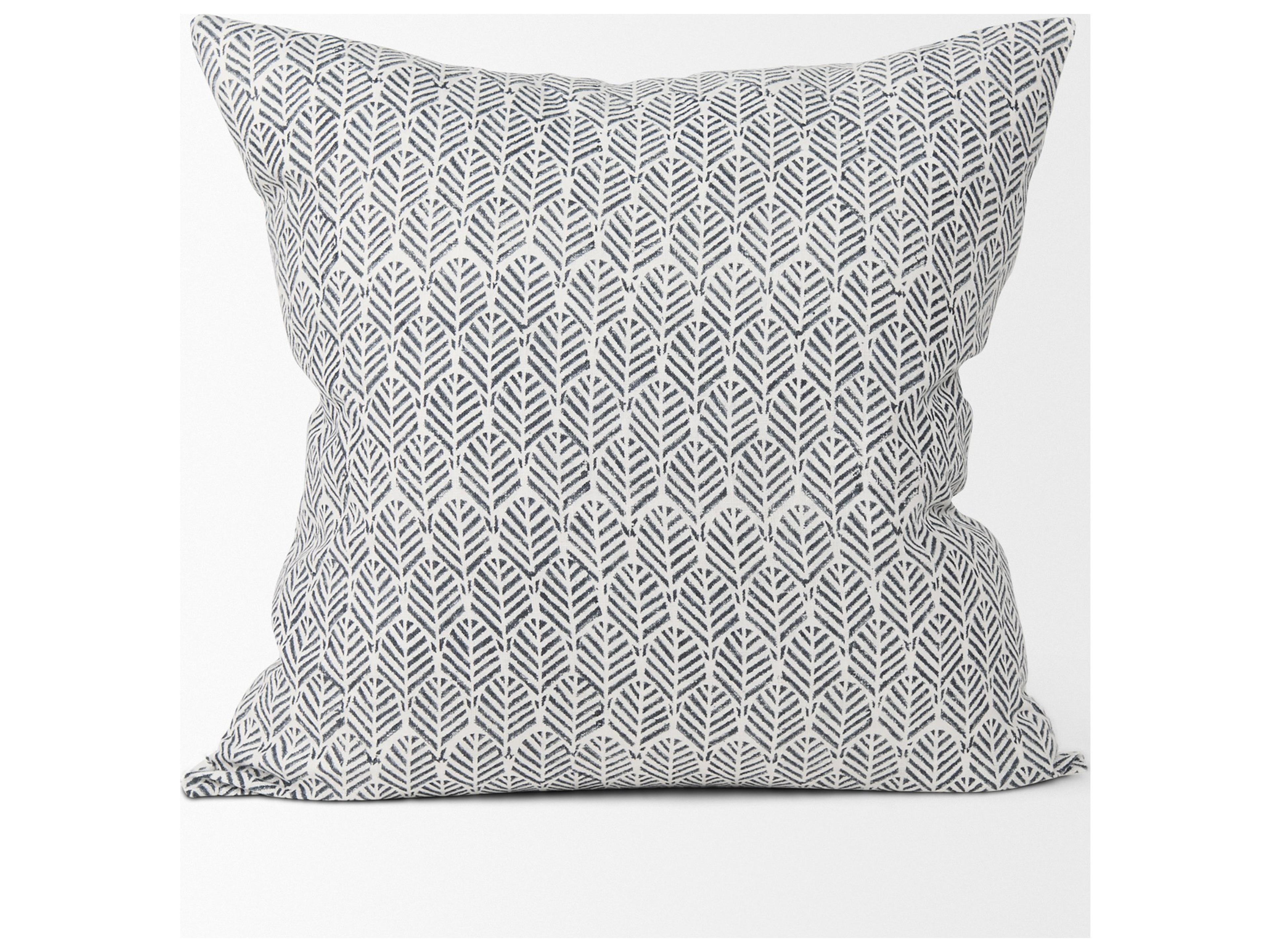 Mercana Jennelle Cream w/ Indigo Print Linen Square Decorative Pillow Cover