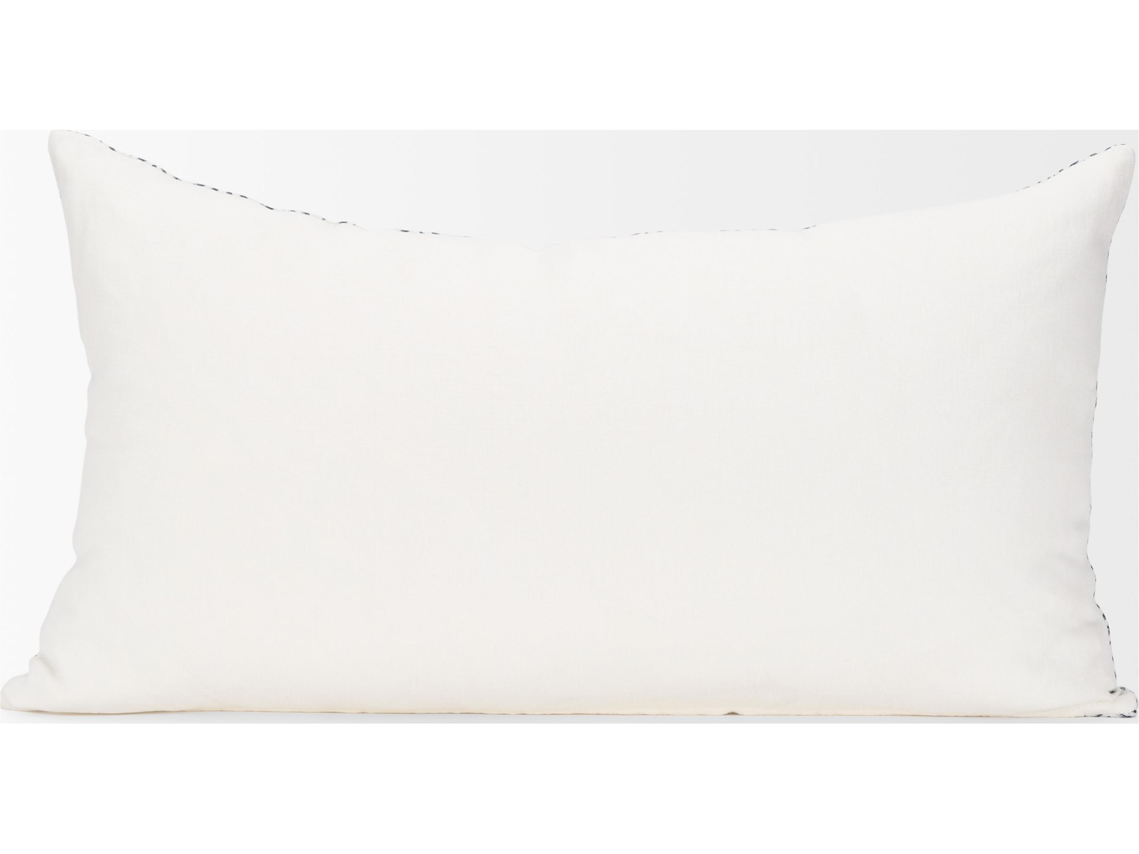 Mercana Janelle Cream w/ Indigo Print Linen Lumbar Decorative Pillow Cover