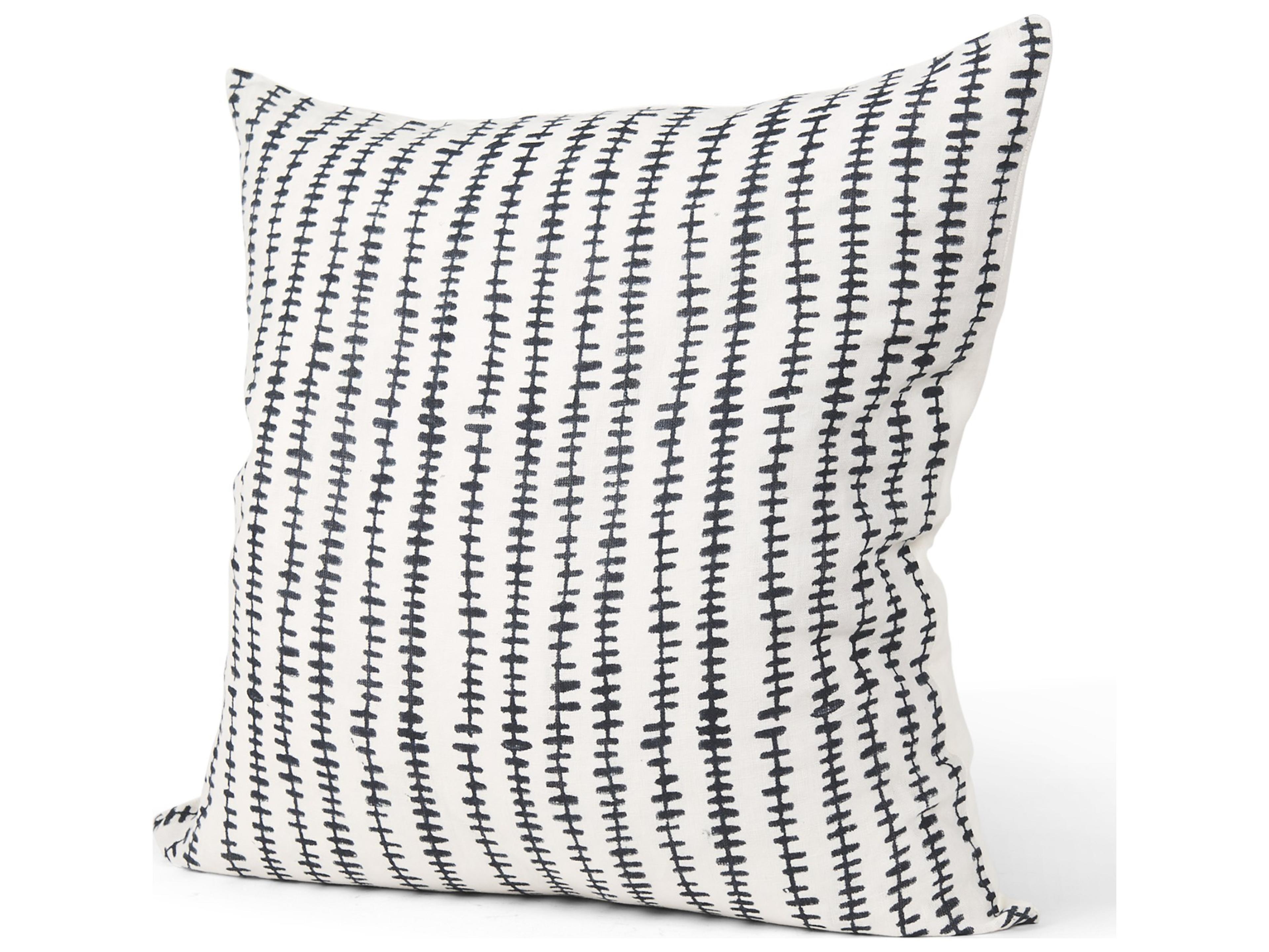 Jenna Cream w/ Black Print Linen Square Decorative Pillow Cover