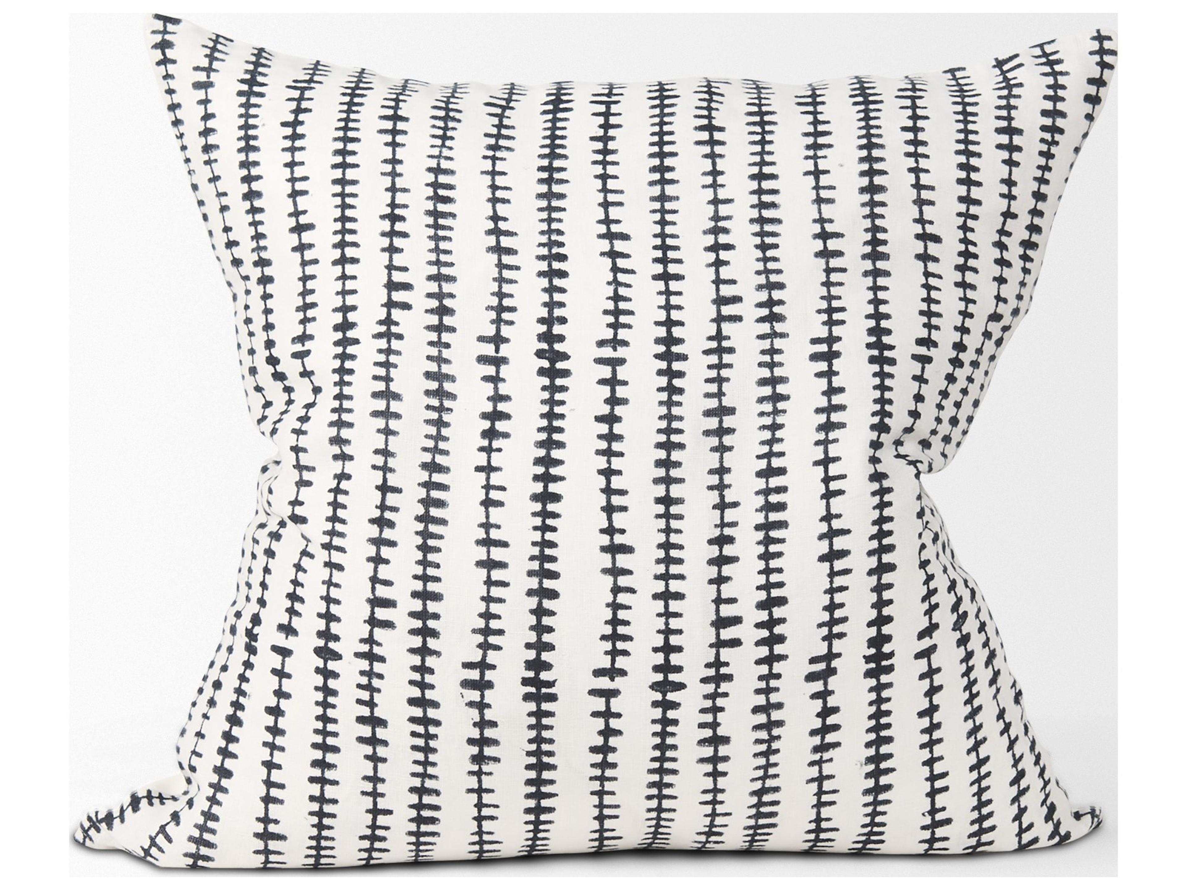 Mercana Jenna Cream w/ Black Print Linen Square Decorative Pillow Cover
