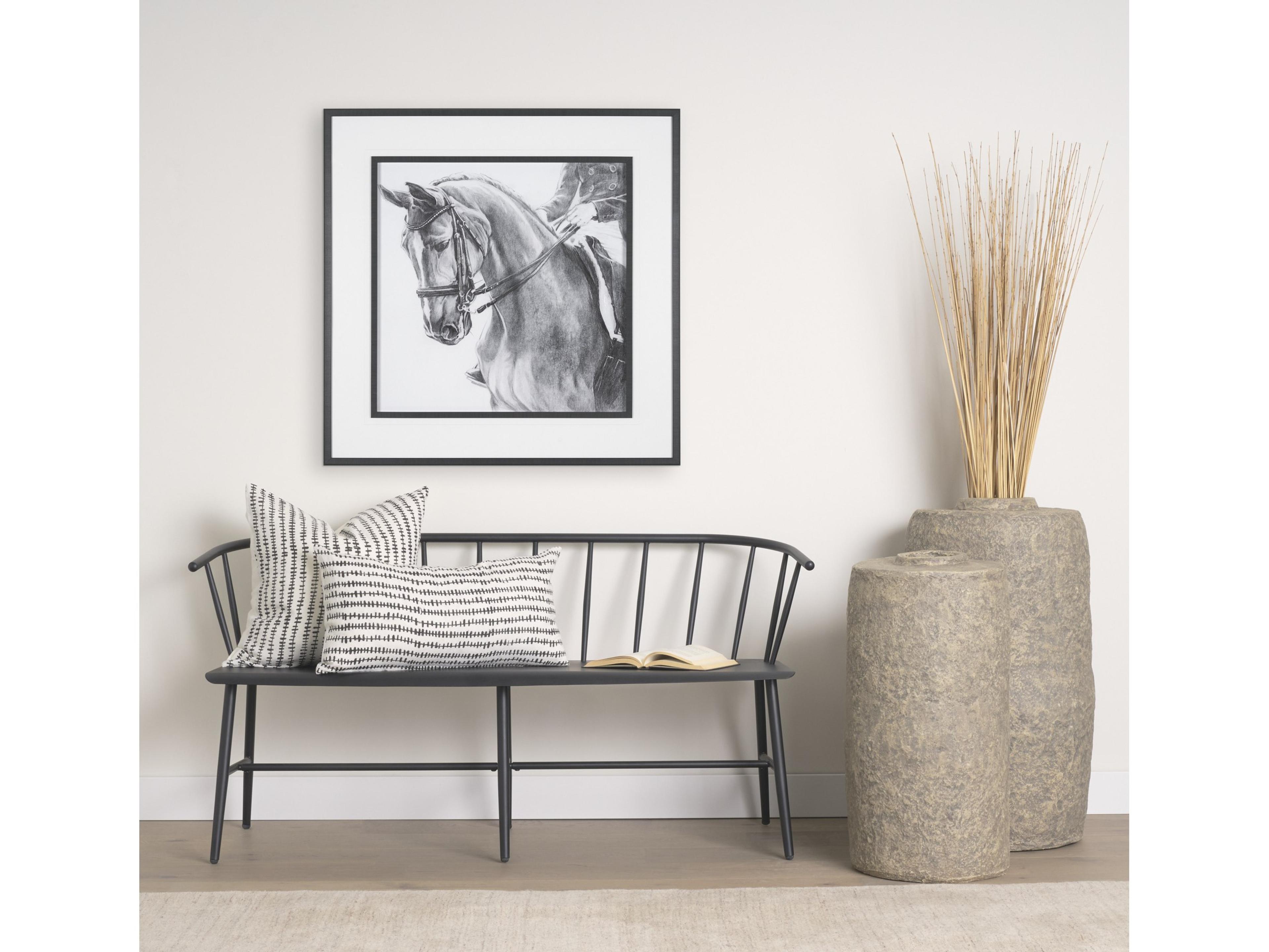 Mercana Jenna Cream w/ Black Print Linen Lumbar Decorative Pillow Cover