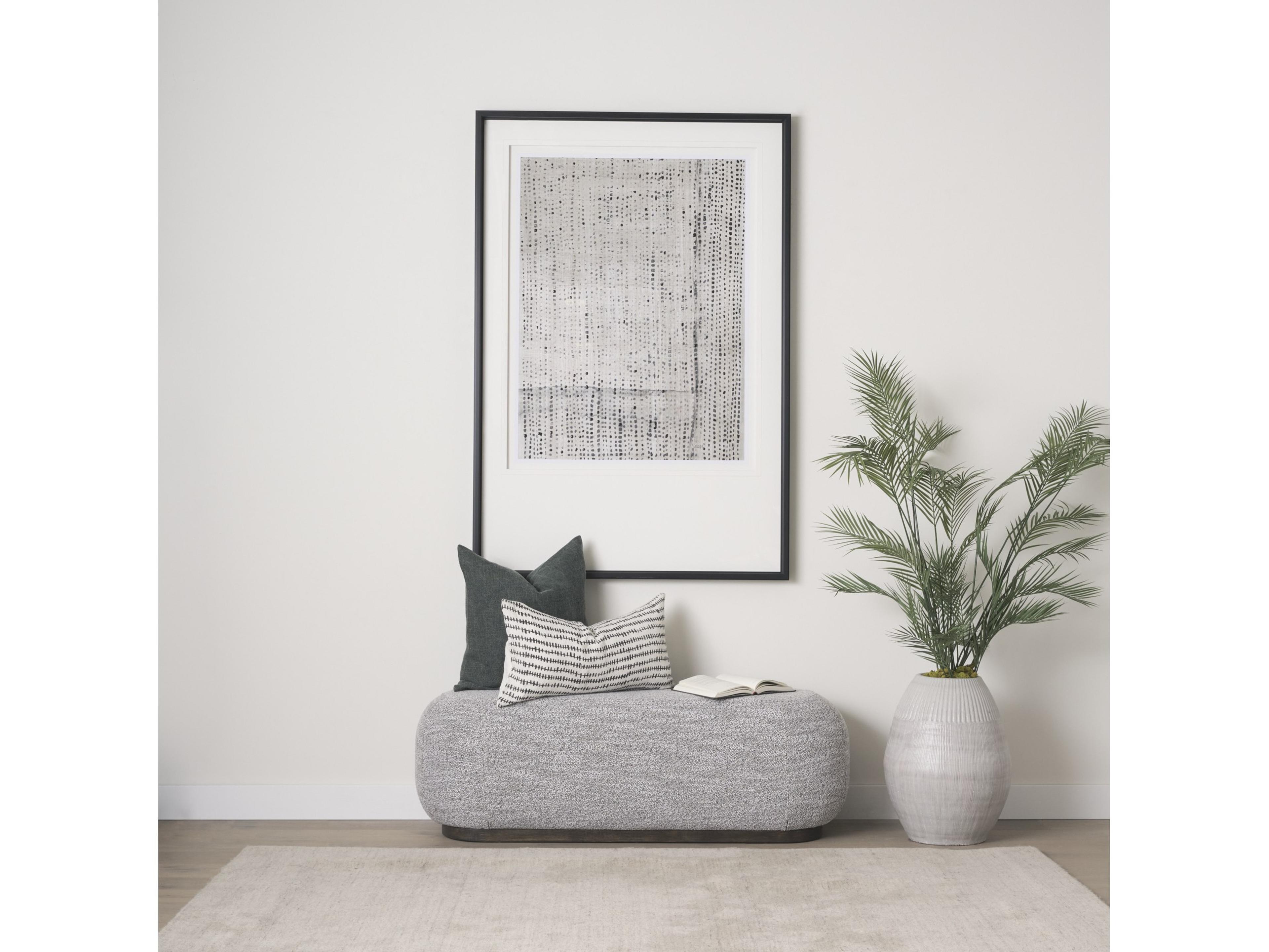 Mercana Jenna Cream w/ Black Print Linen Lumbar Decorative Pillow Cover