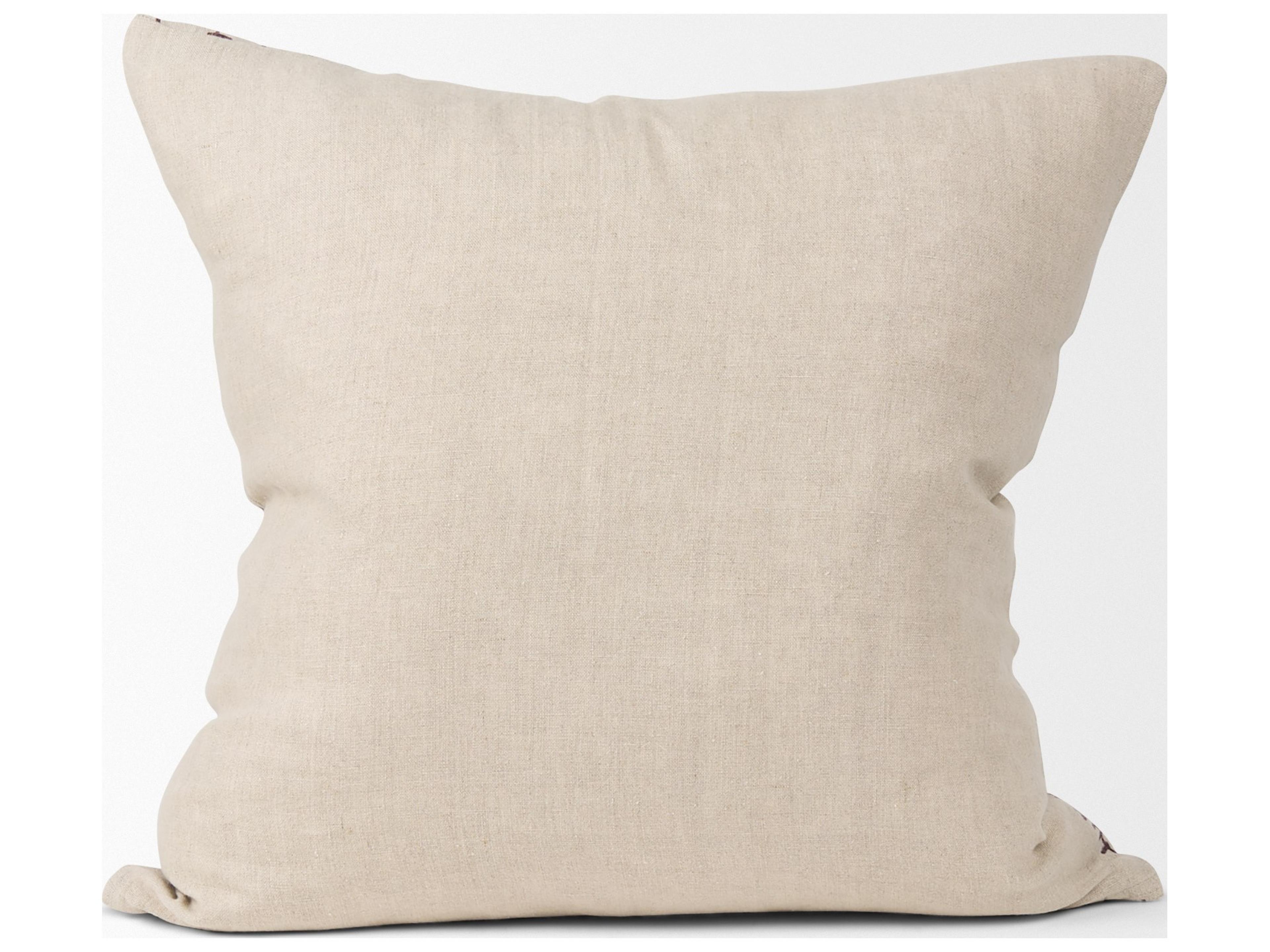 Mercana Jenna Beige w/ Merlot Print Linen Square Decorative Pillow Cover