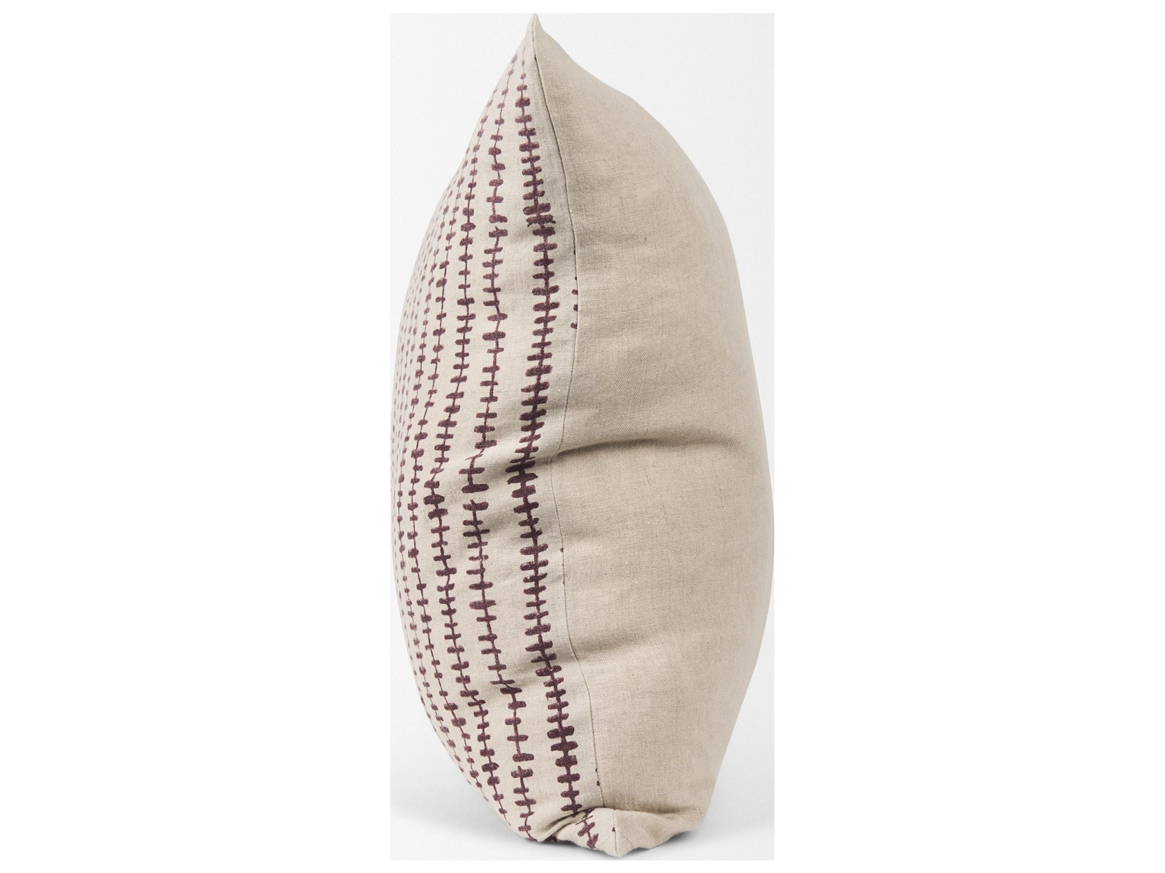 Mercana Jenna Beige w/ Merlot Print Linen Square Decorative Pillow Cover