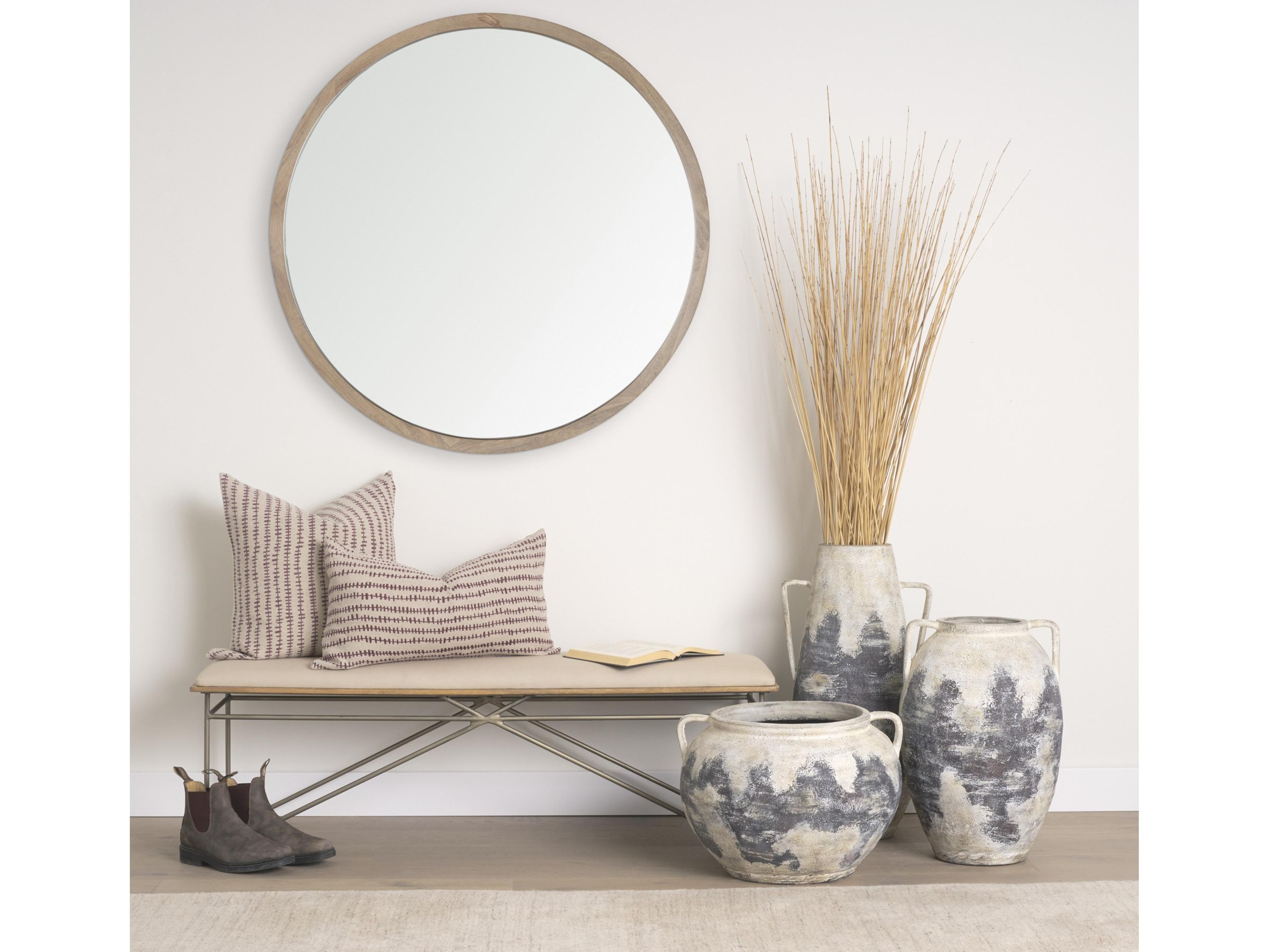 Mercana Jenna Beige w/ Merlot Print Linen Lumbar Decorative Pillow Cover