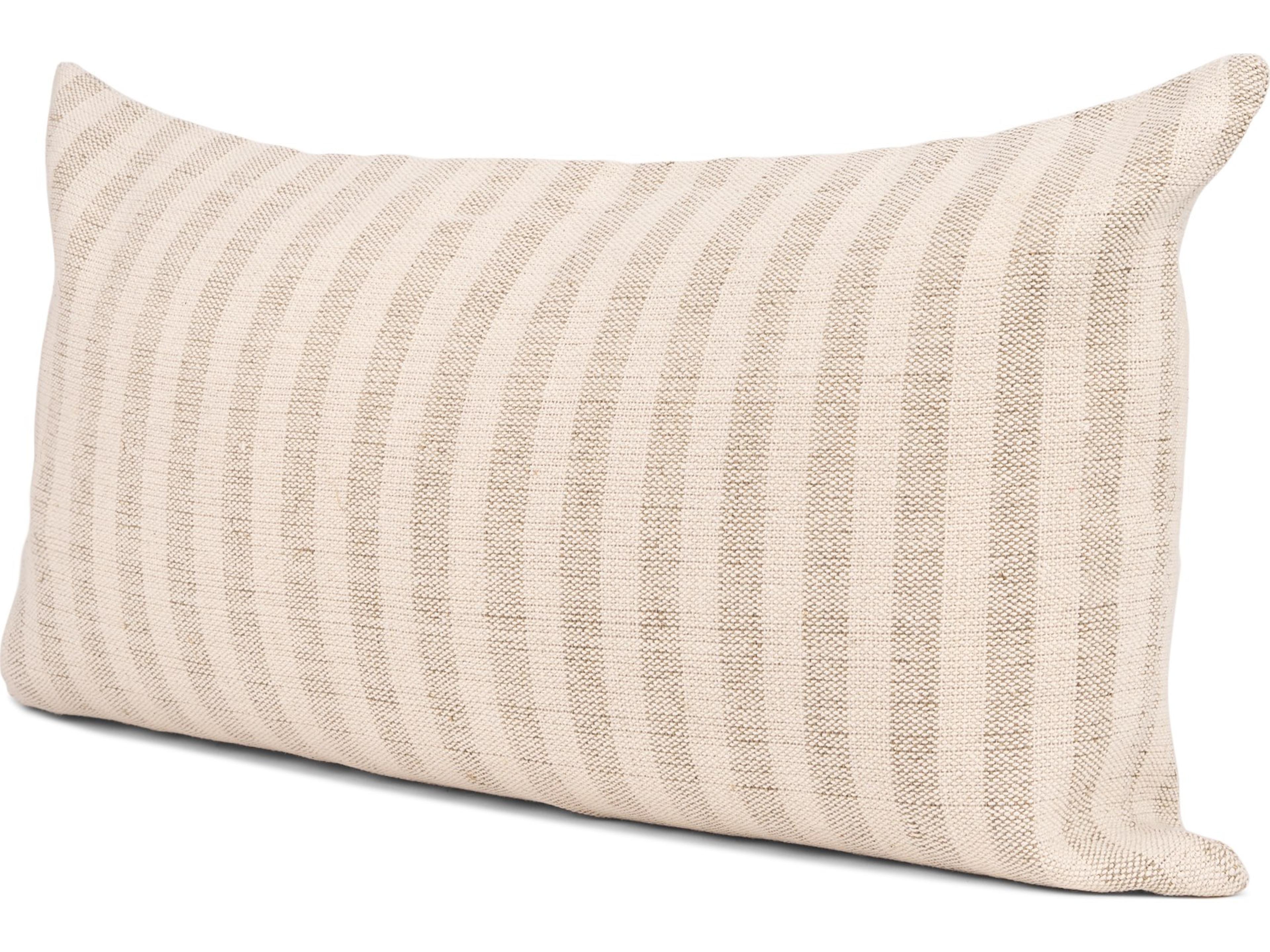 Jace Cream w/ Beige Stripe Lumbar Decorative Pillow Cover