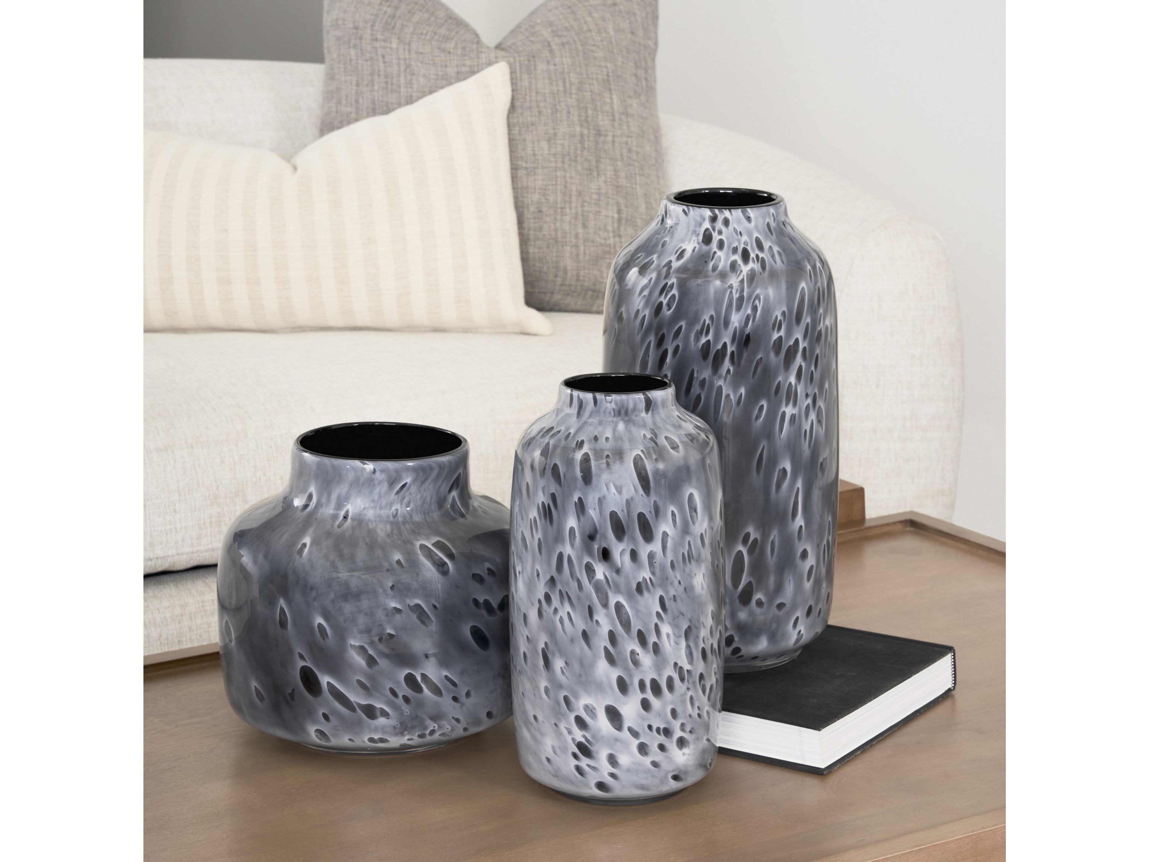 Mercana Masai Large Black Mottled Glass Vase