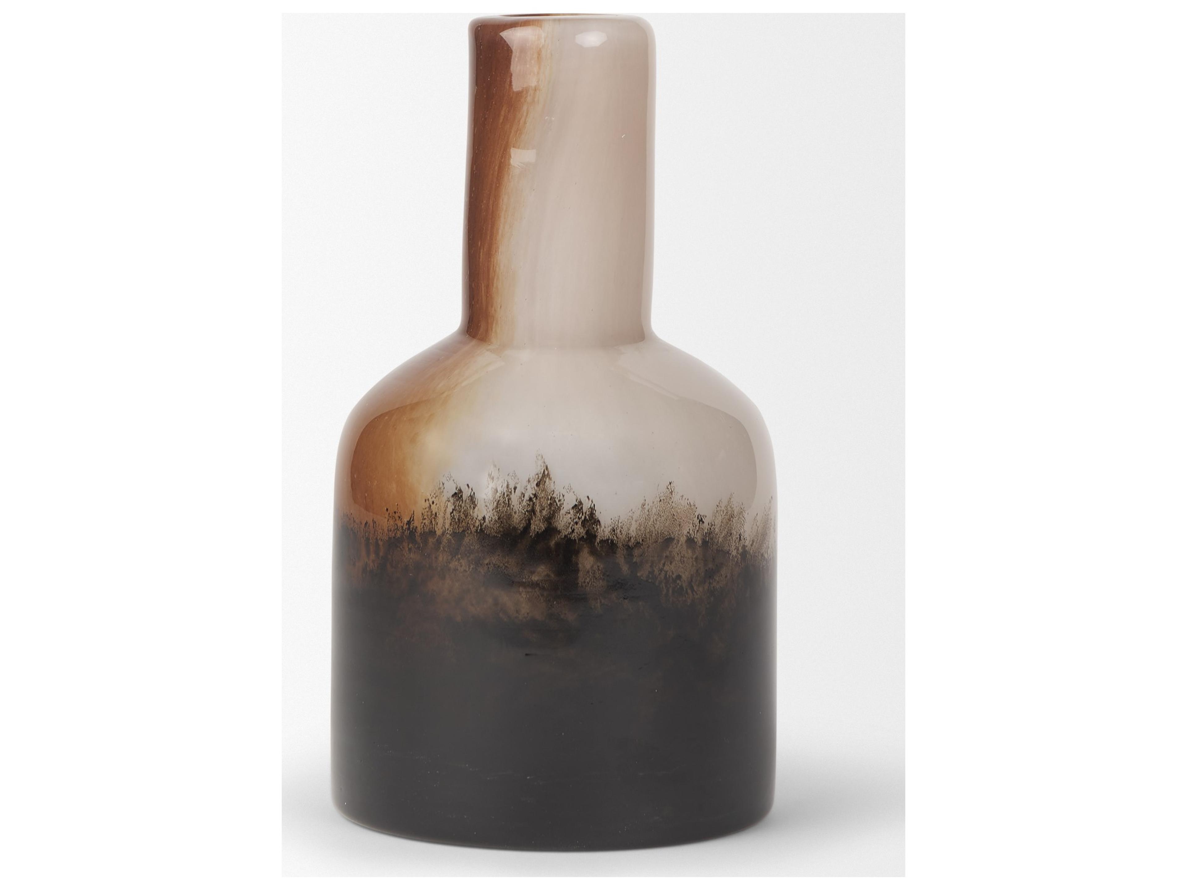 Mercana Marans Short Amber Multi-Color Glass Vase