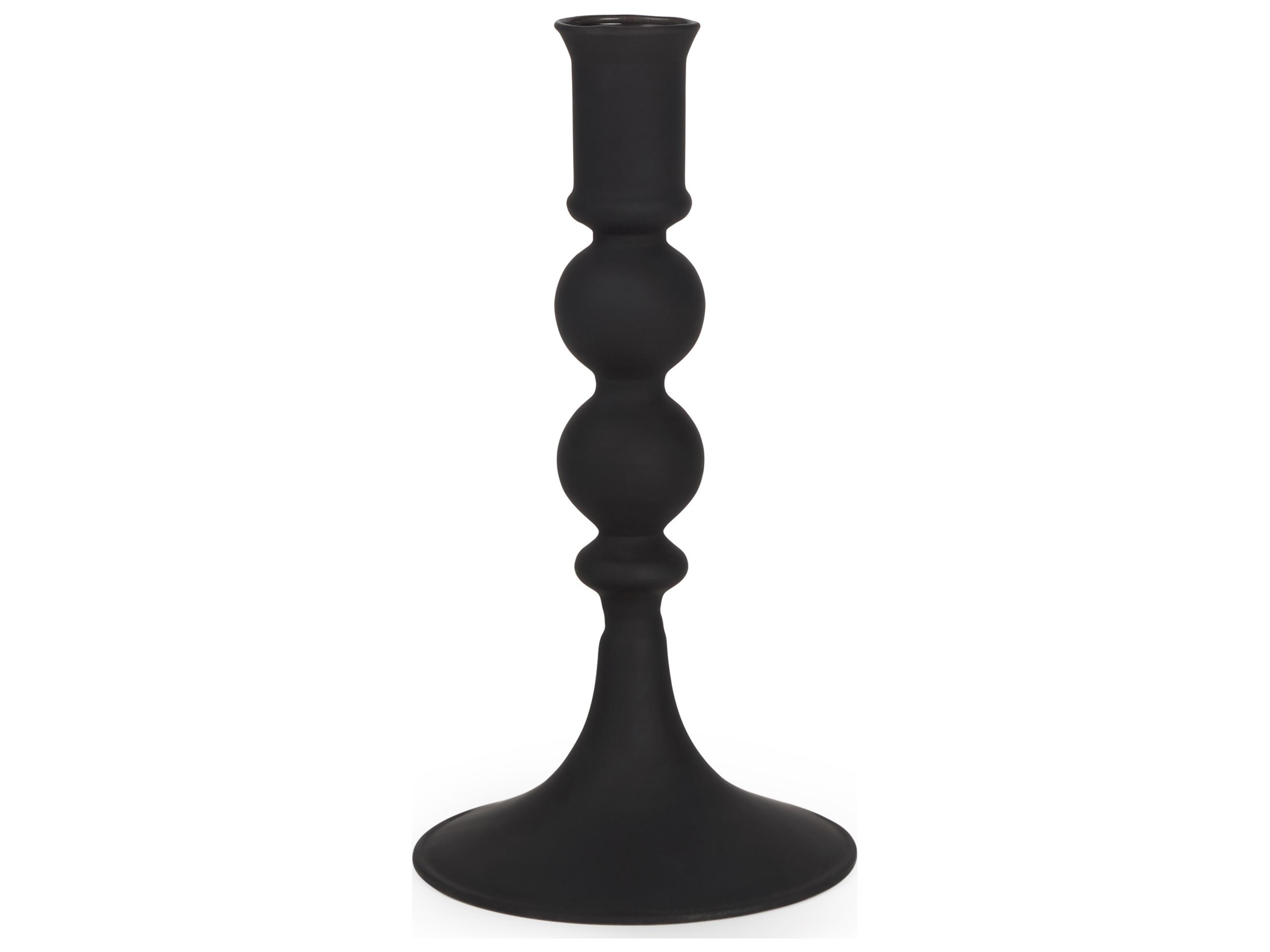 Haute Small Matte Black Blown Glass Candlestick