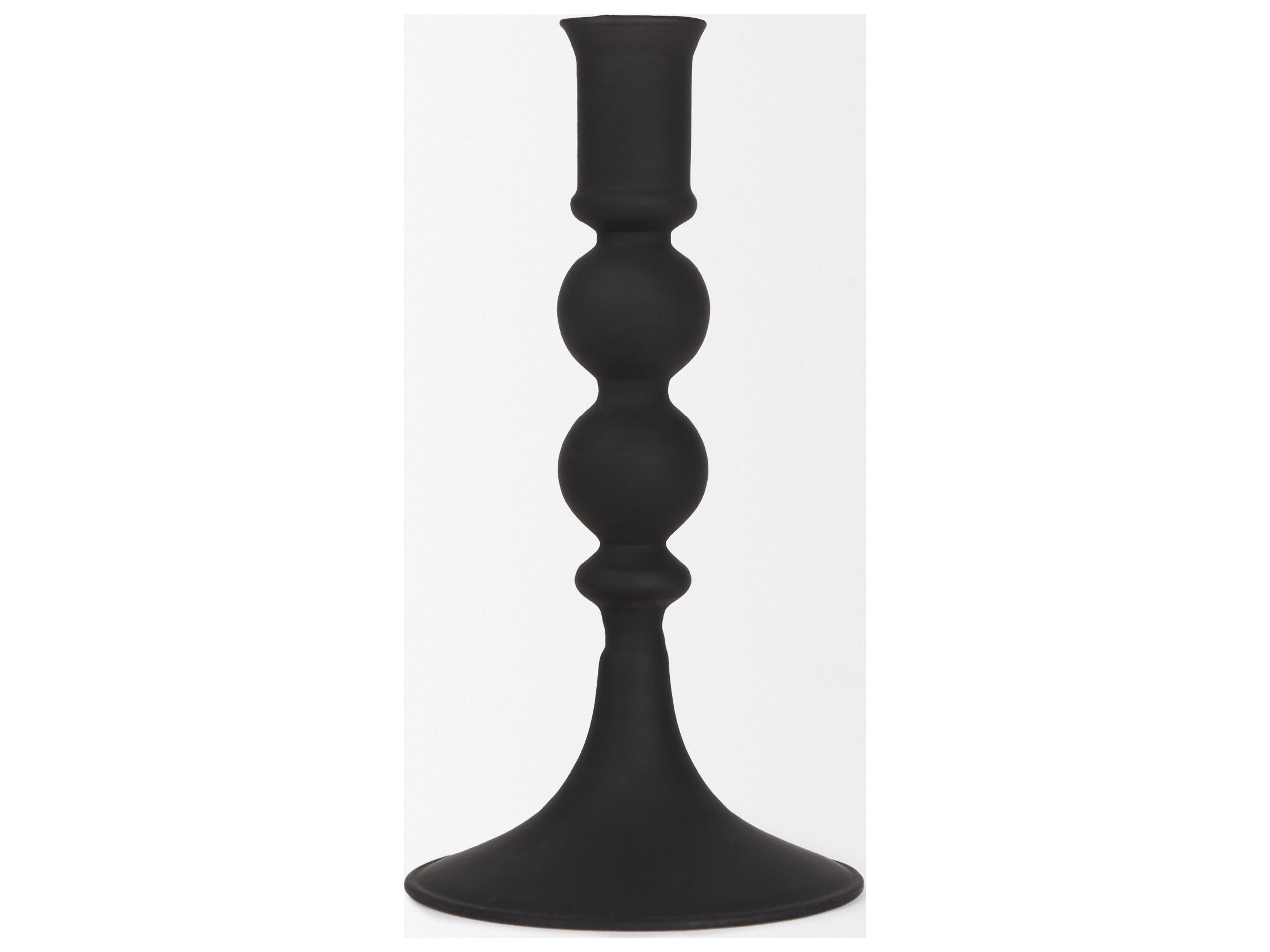 Mercana Haute Small Matte Black Blown Glass Candlestick