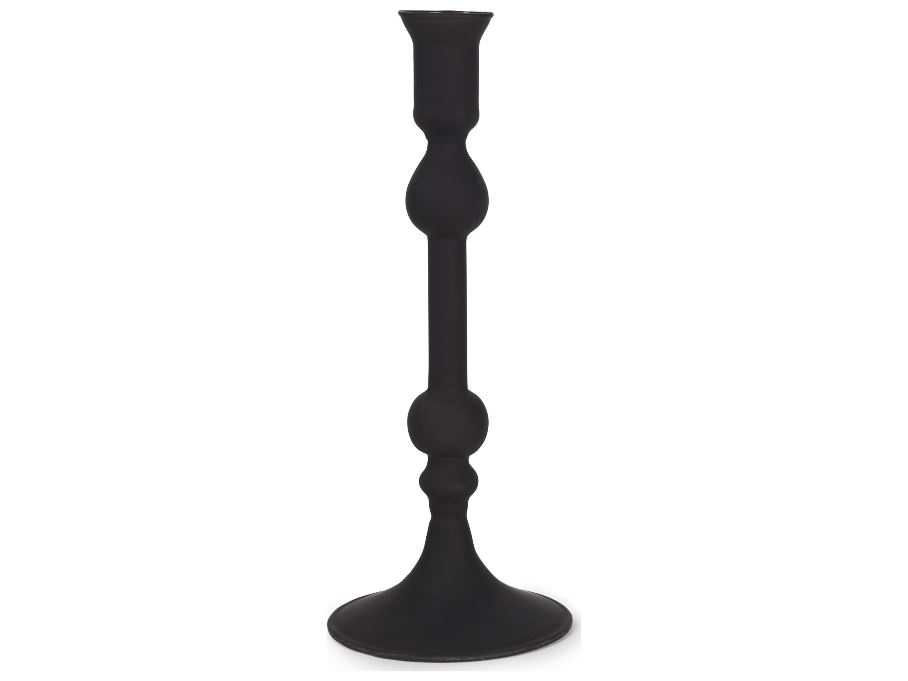Haute Medium Matte Black Blown Glass Candlestick