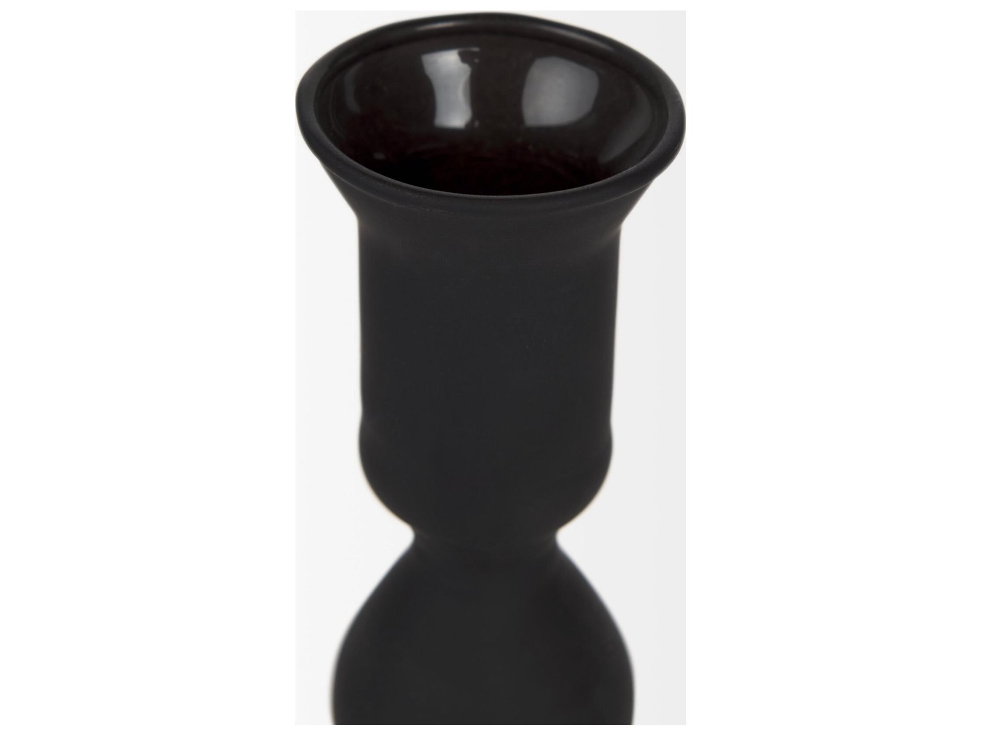 Mercana Haute Medium Matte Black Blown Glass Candlestick