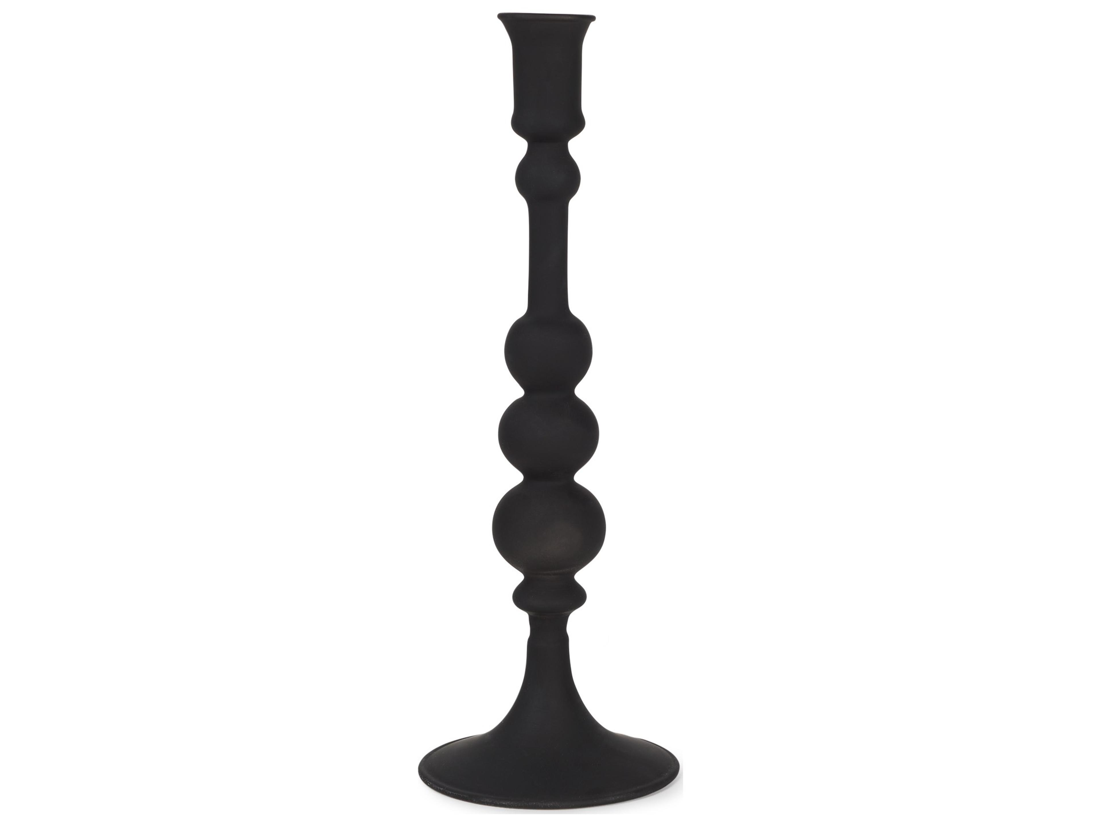 Haute Large Matte Black Blown Glass Candlestick