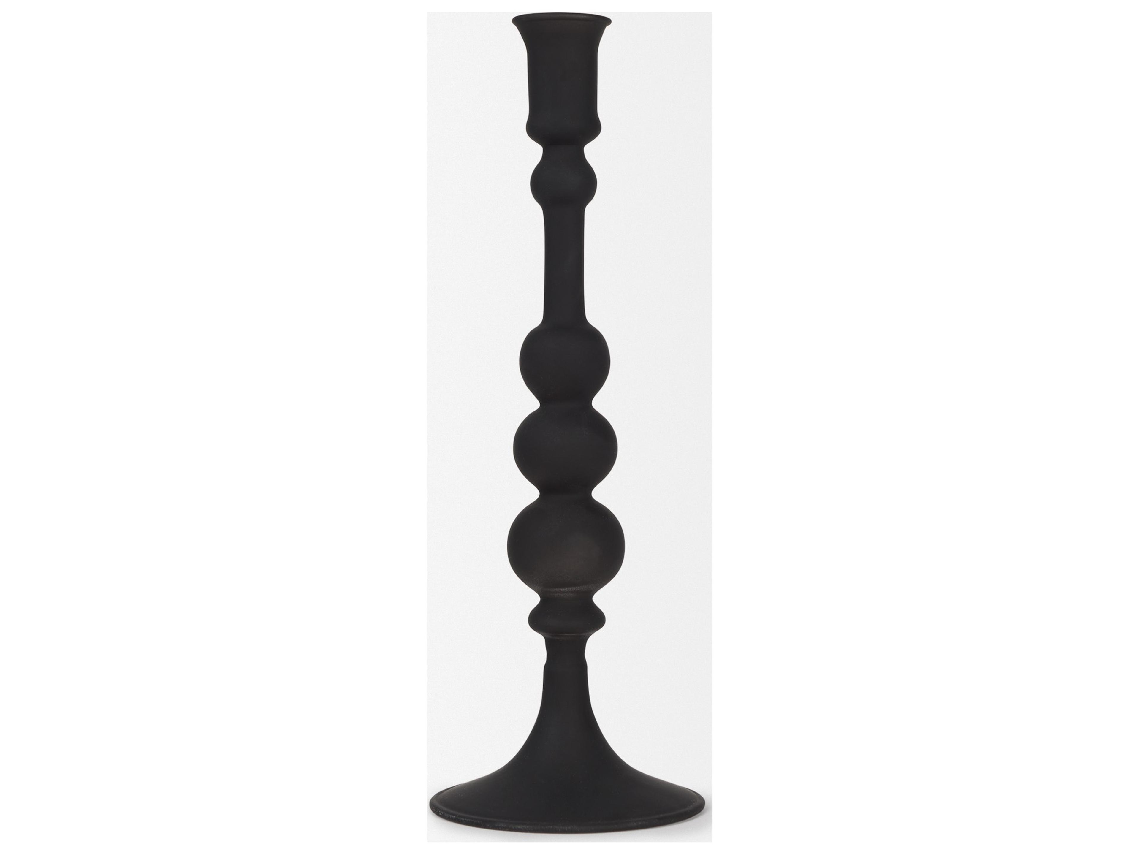 Mercana Haute Large Matte Black Blown Glass Candlestick